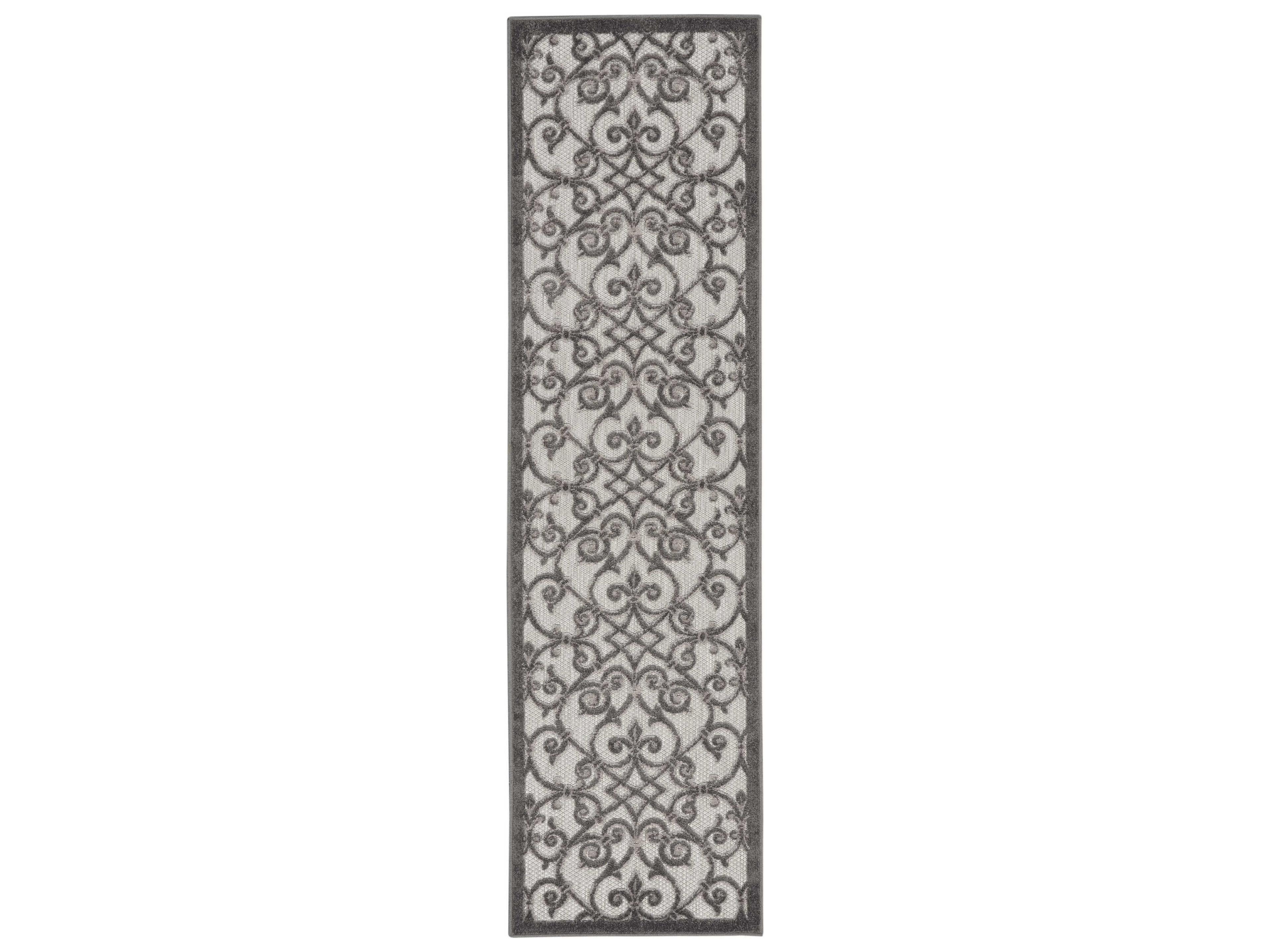 Aloha Indoor Outdoor Runner Rug in Grey Charcoal