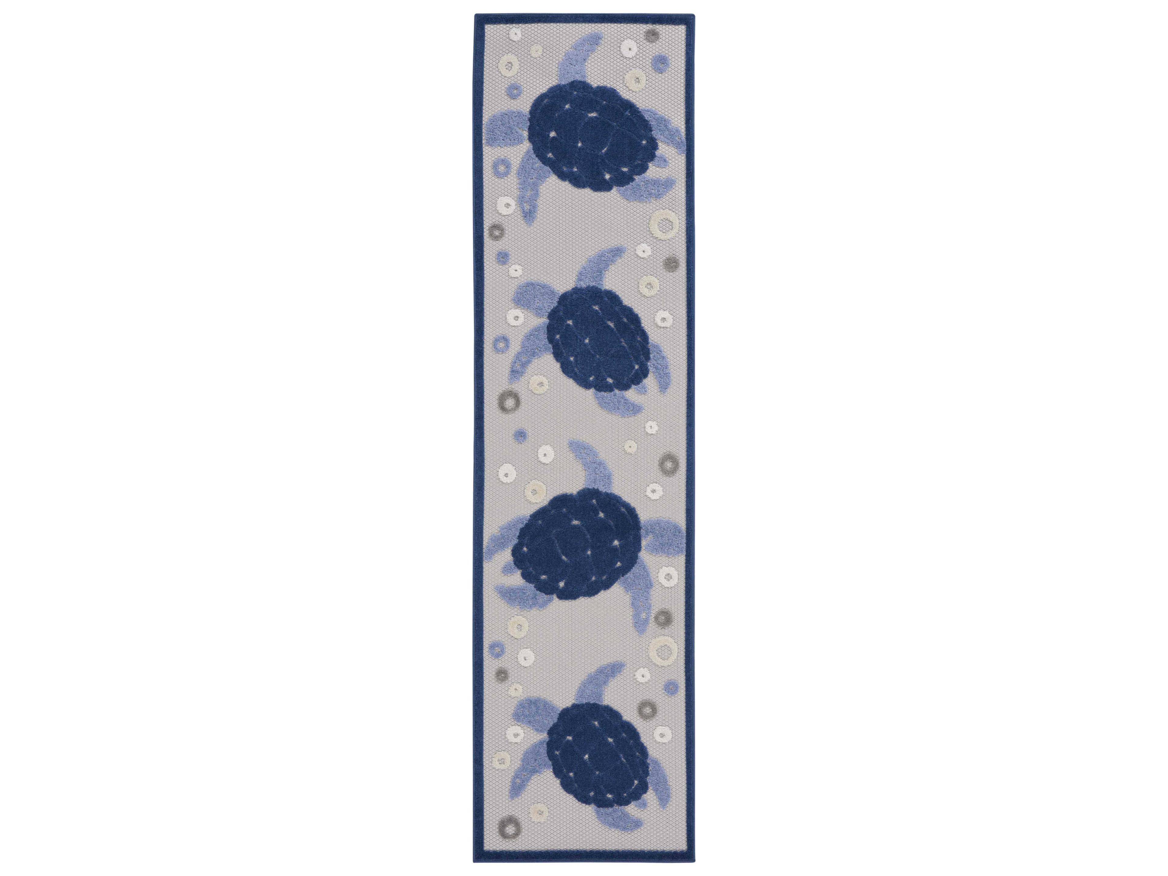 Aloha Indoor Outdoor Runner Rug Navy Blue Sea Turtle