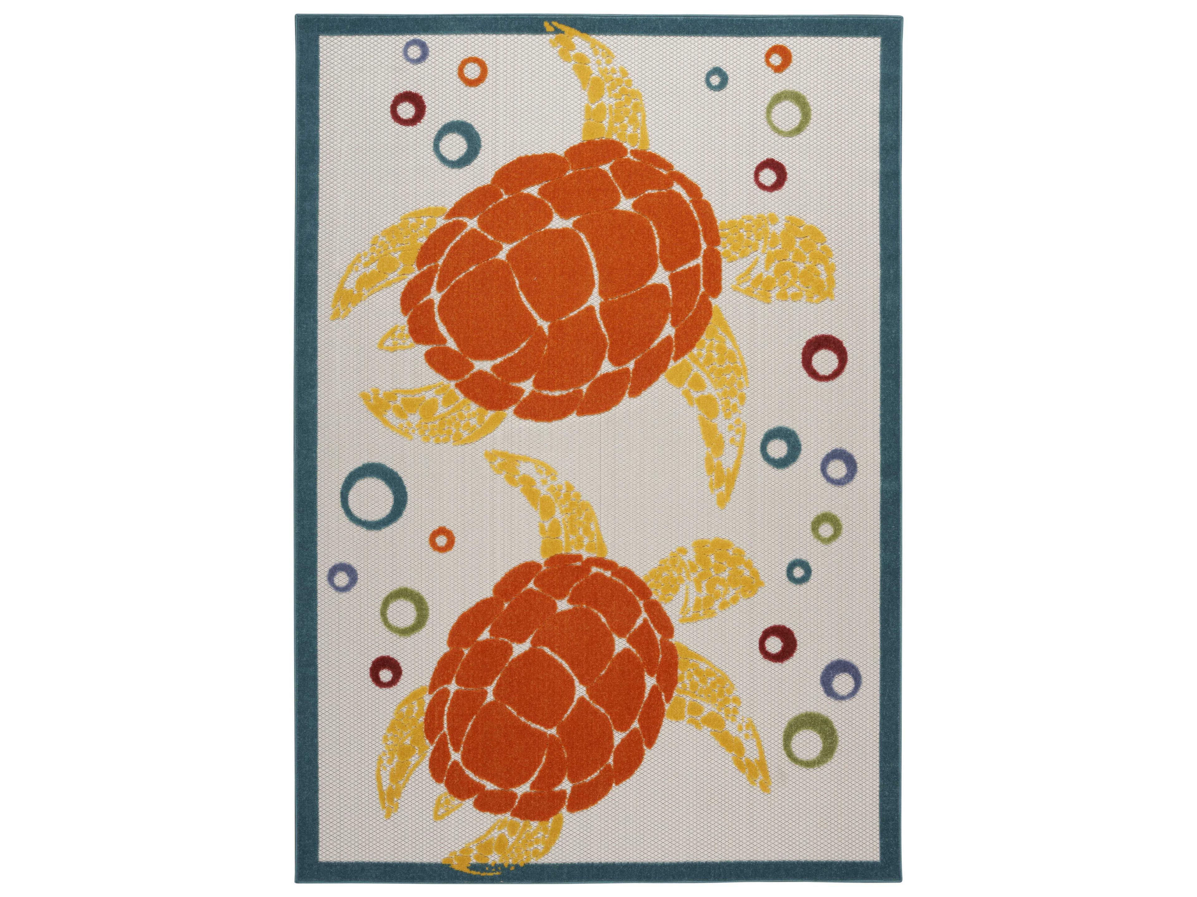 Aloha Indoor Outdoor Rug Coastal Sea Turtle