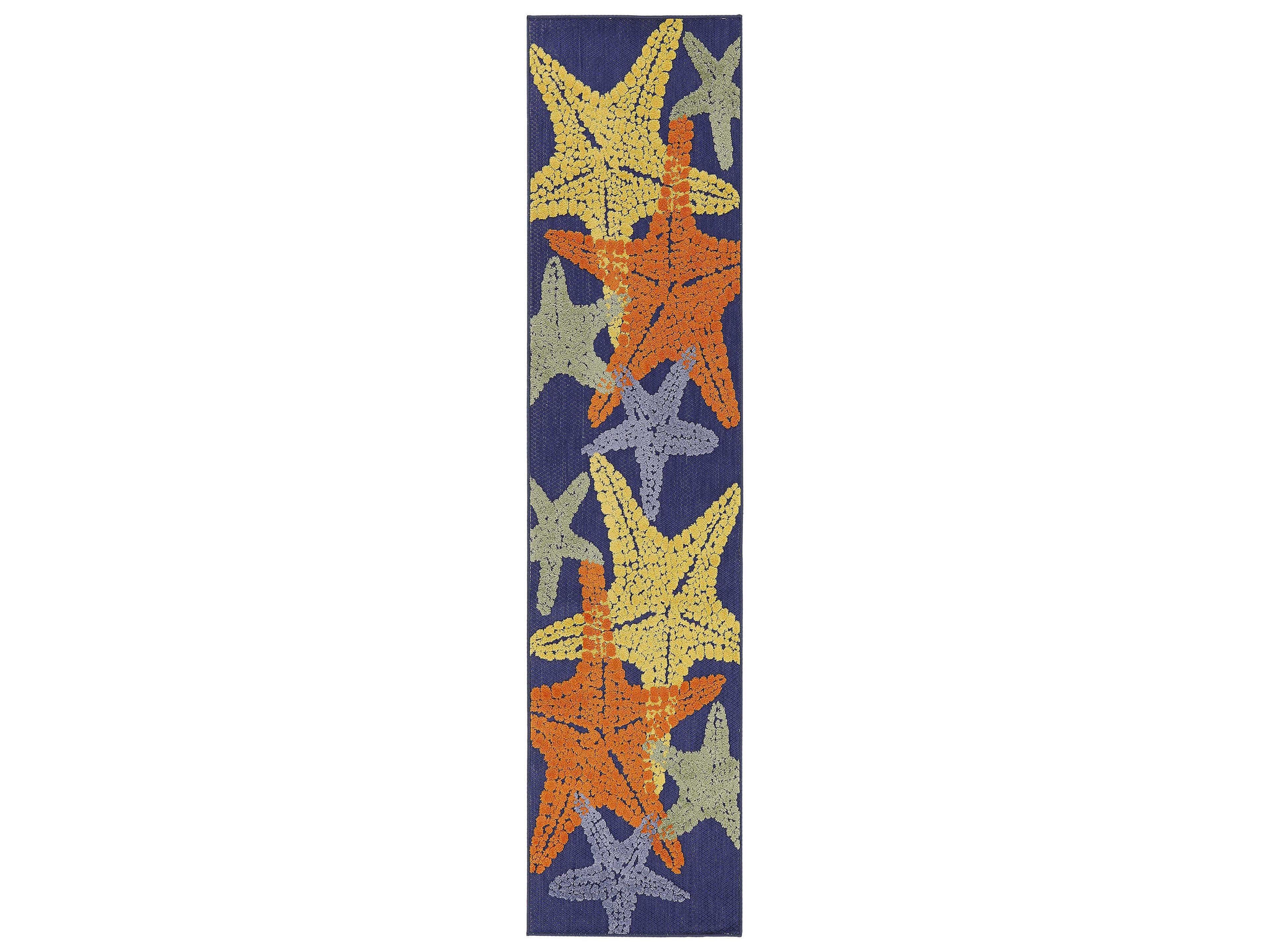 Aloha Indoor Outdoor Runner Rug Coastal Starfish Design