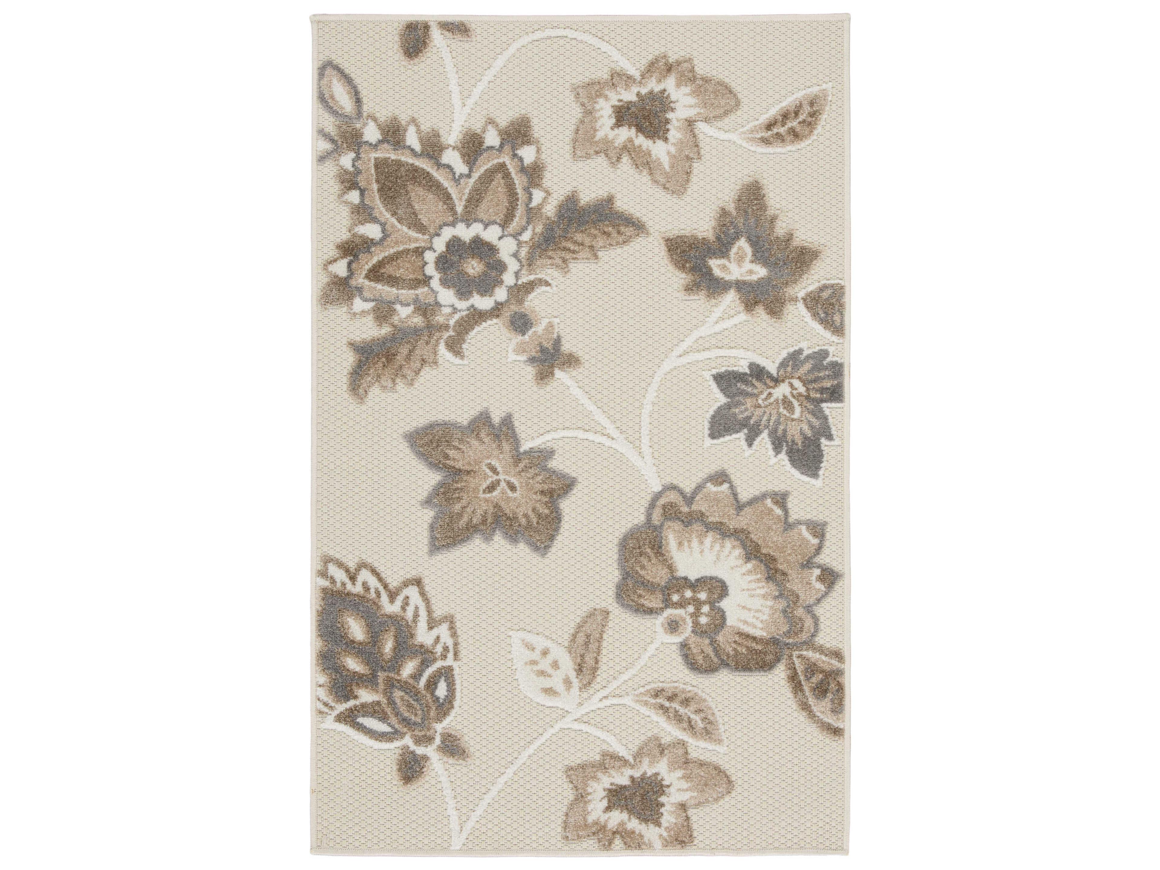Aloha Indoor Outdoor Floral Area Rug in Beige