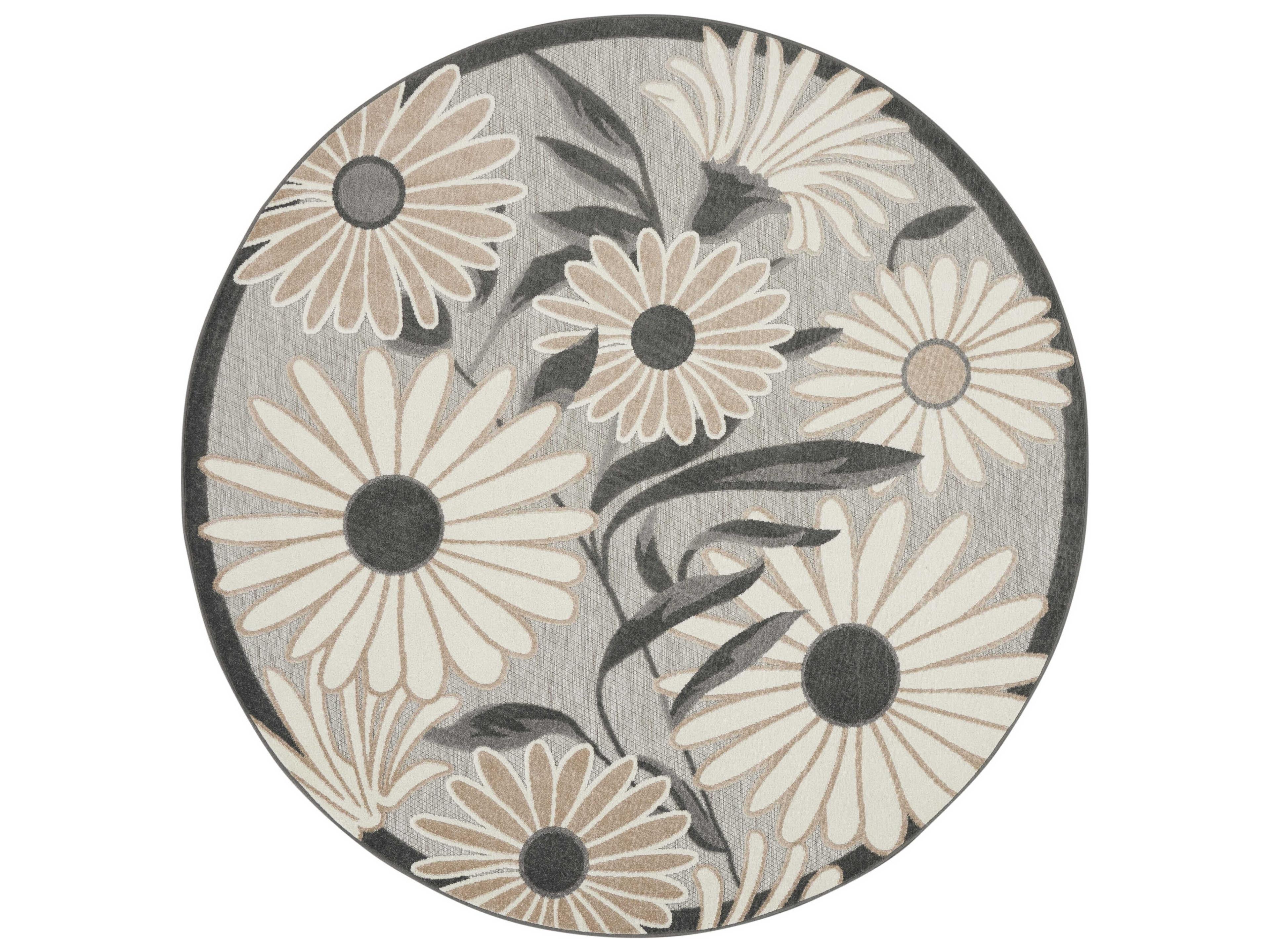Aloha Round Area Rug Floral Indoor Outdoor