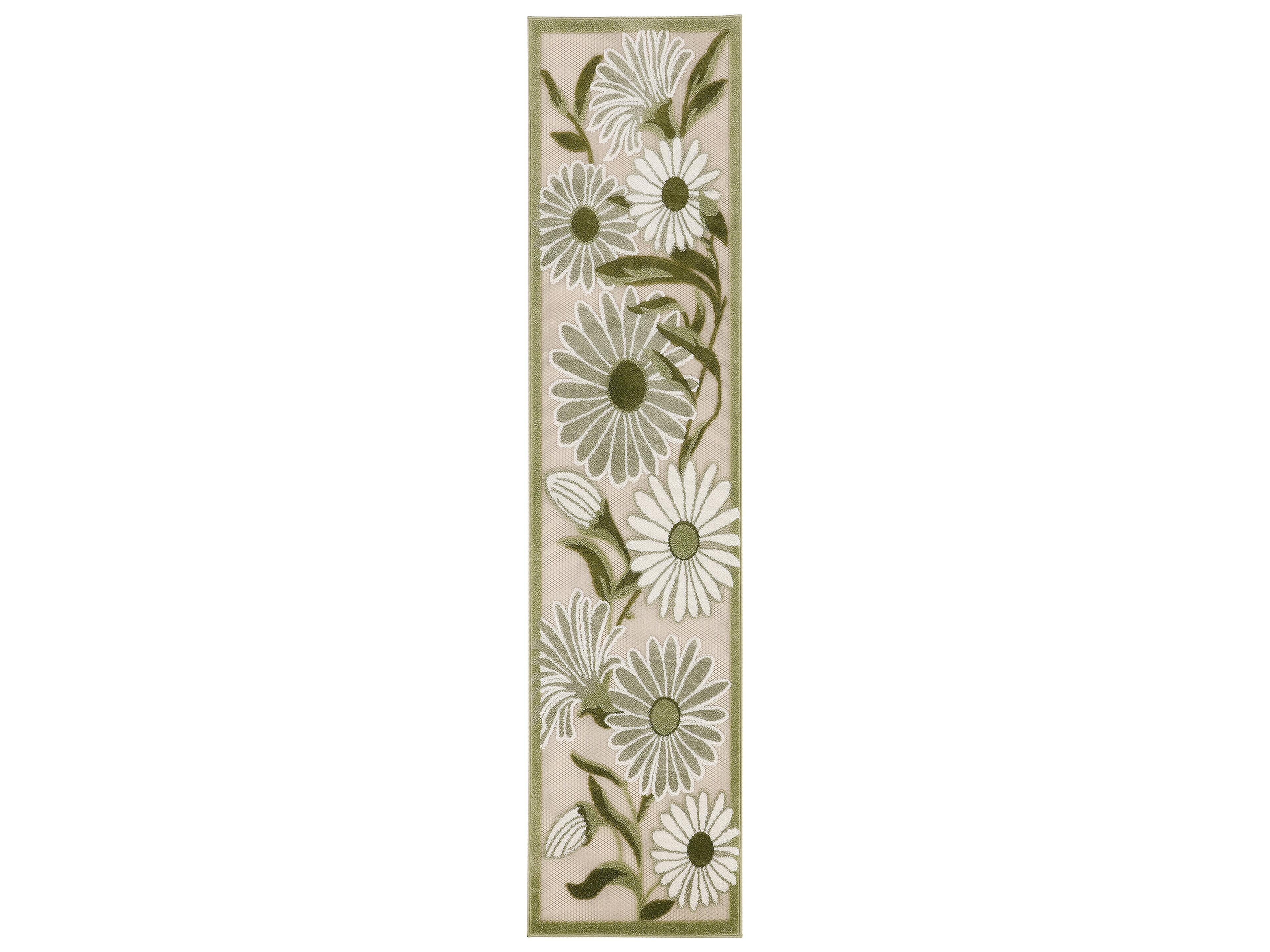 Aloha ALH33 Indoor Outdoor Runner Rug Ivory Green