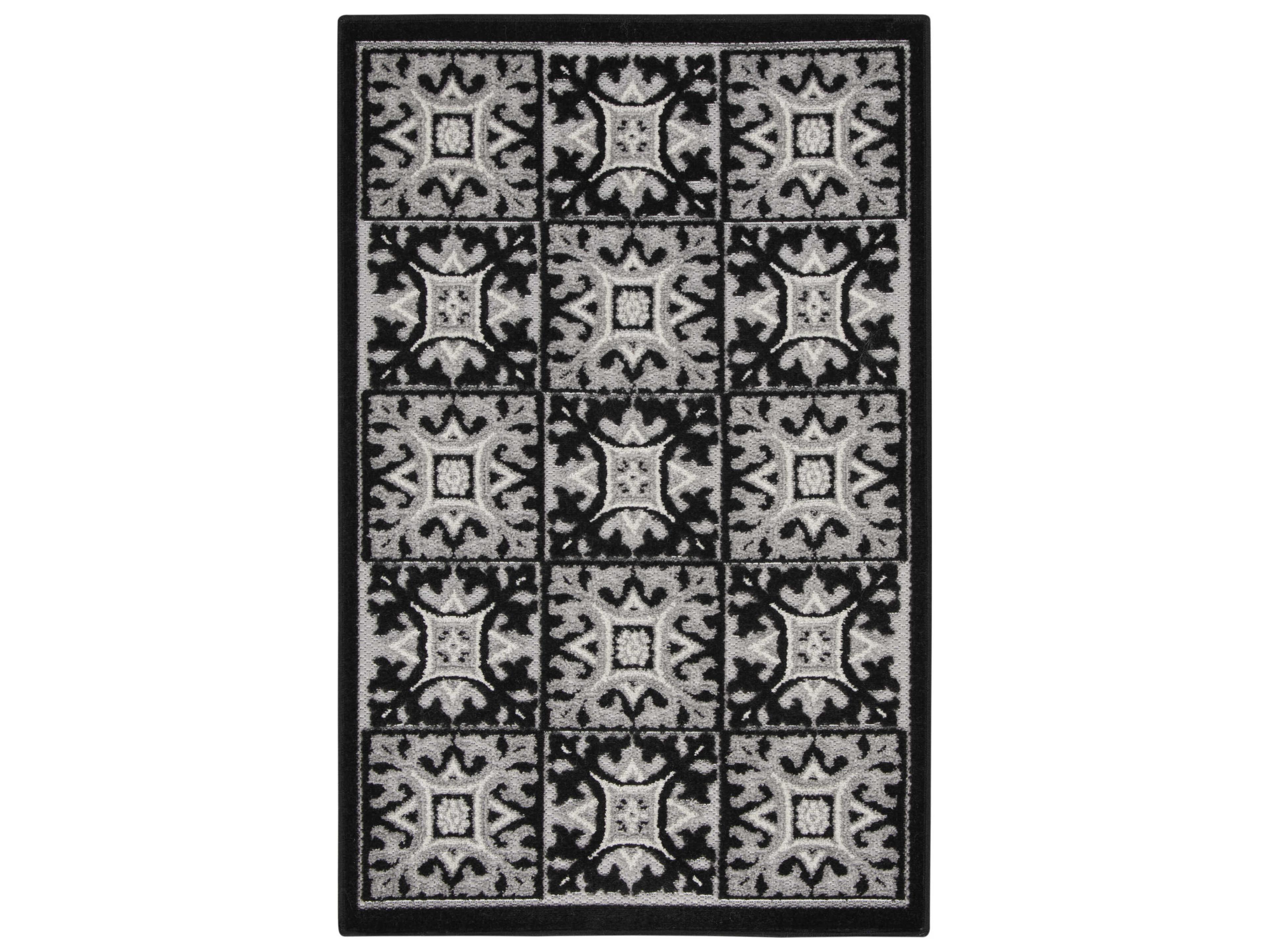 Aloha Outdoor Area Rug Geometric Black and White