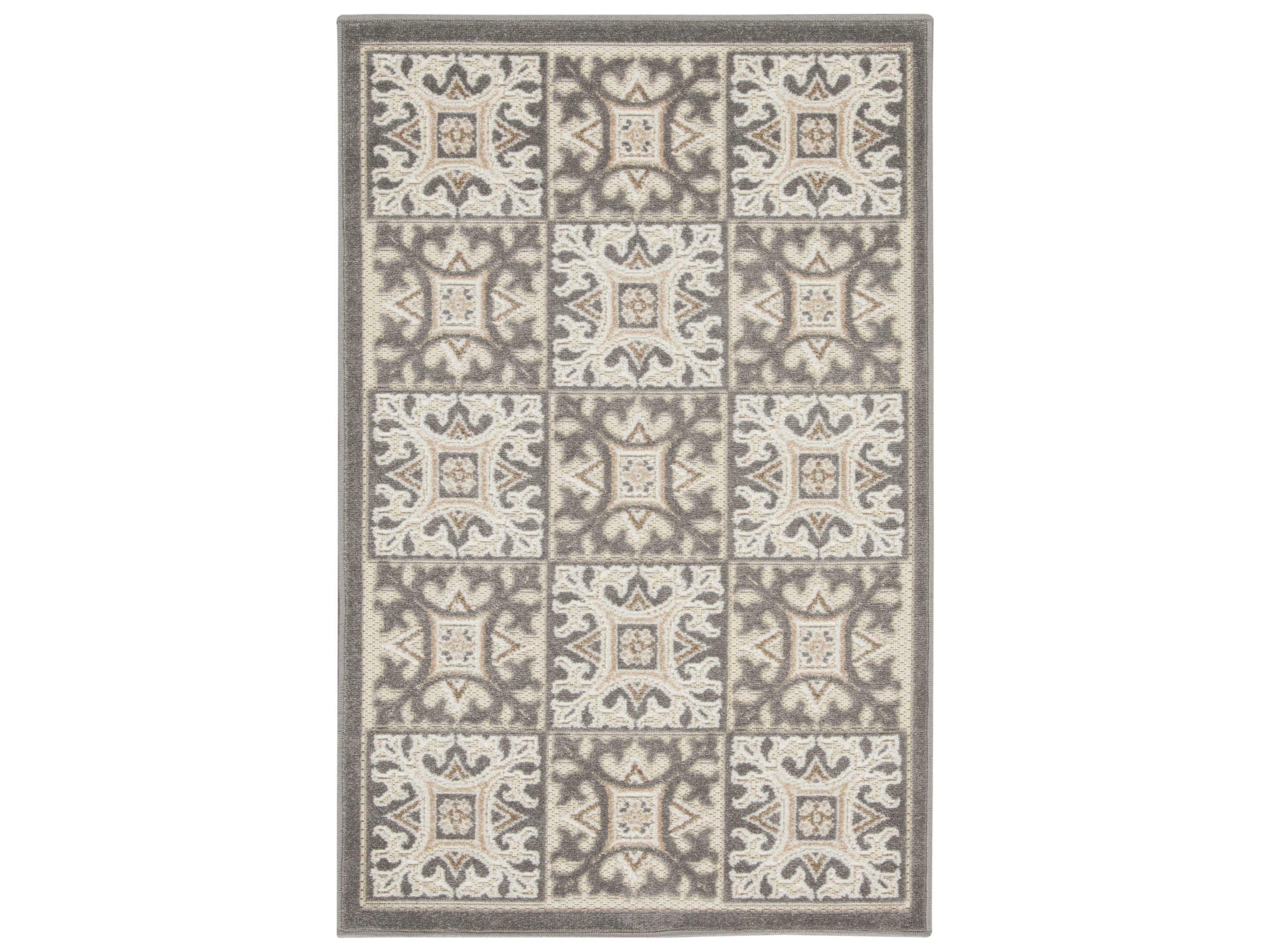 Aloha Indoor Outdoor Rug Geometric Ivory Gray