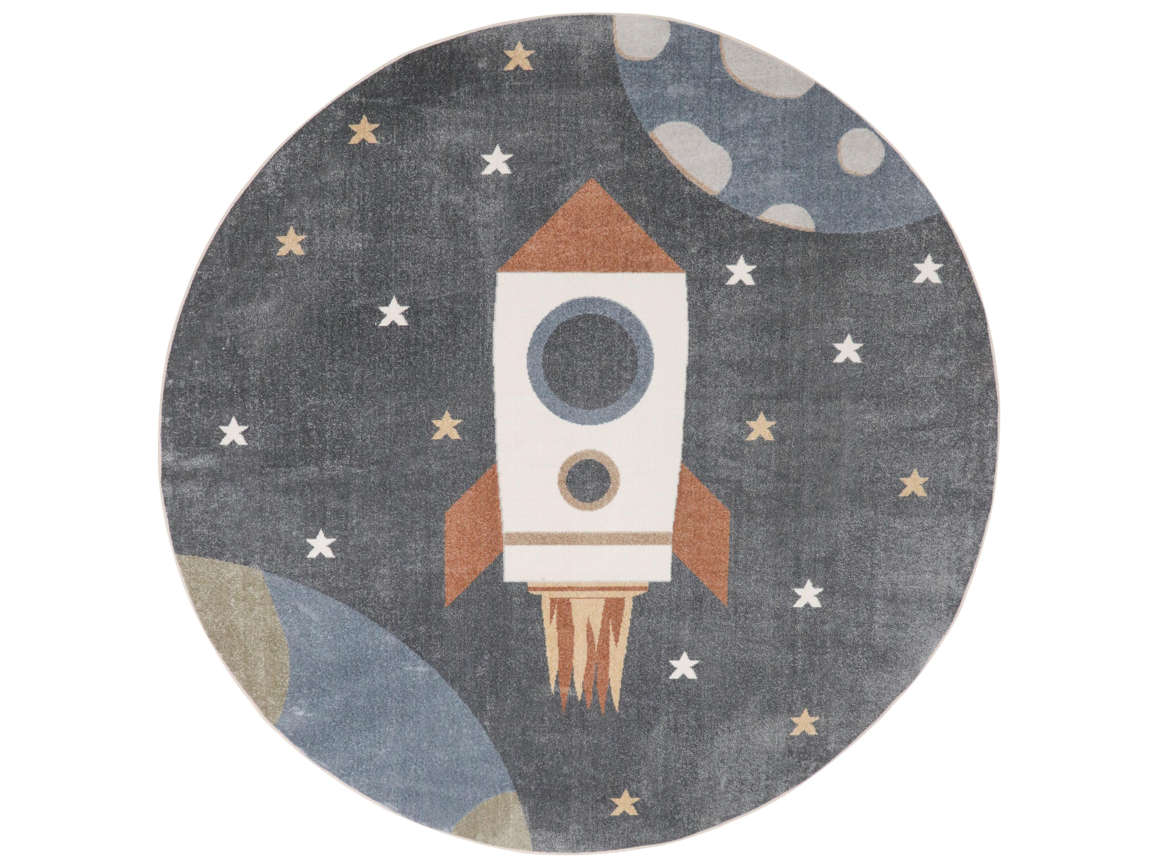 Astra Machine Washable Kids Rocket Area Rug