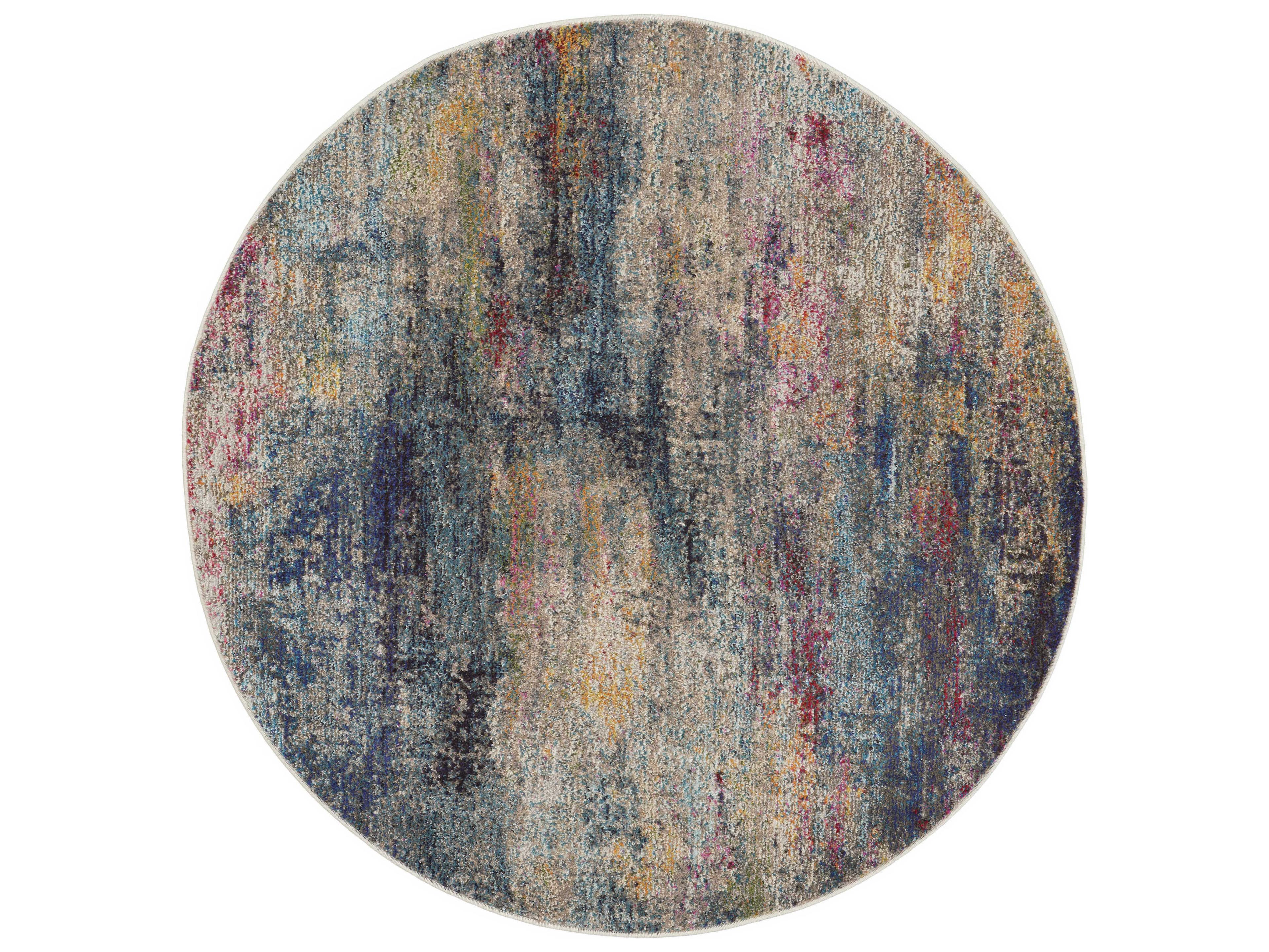 Celestial Round Area Rug Multicolor Abstract