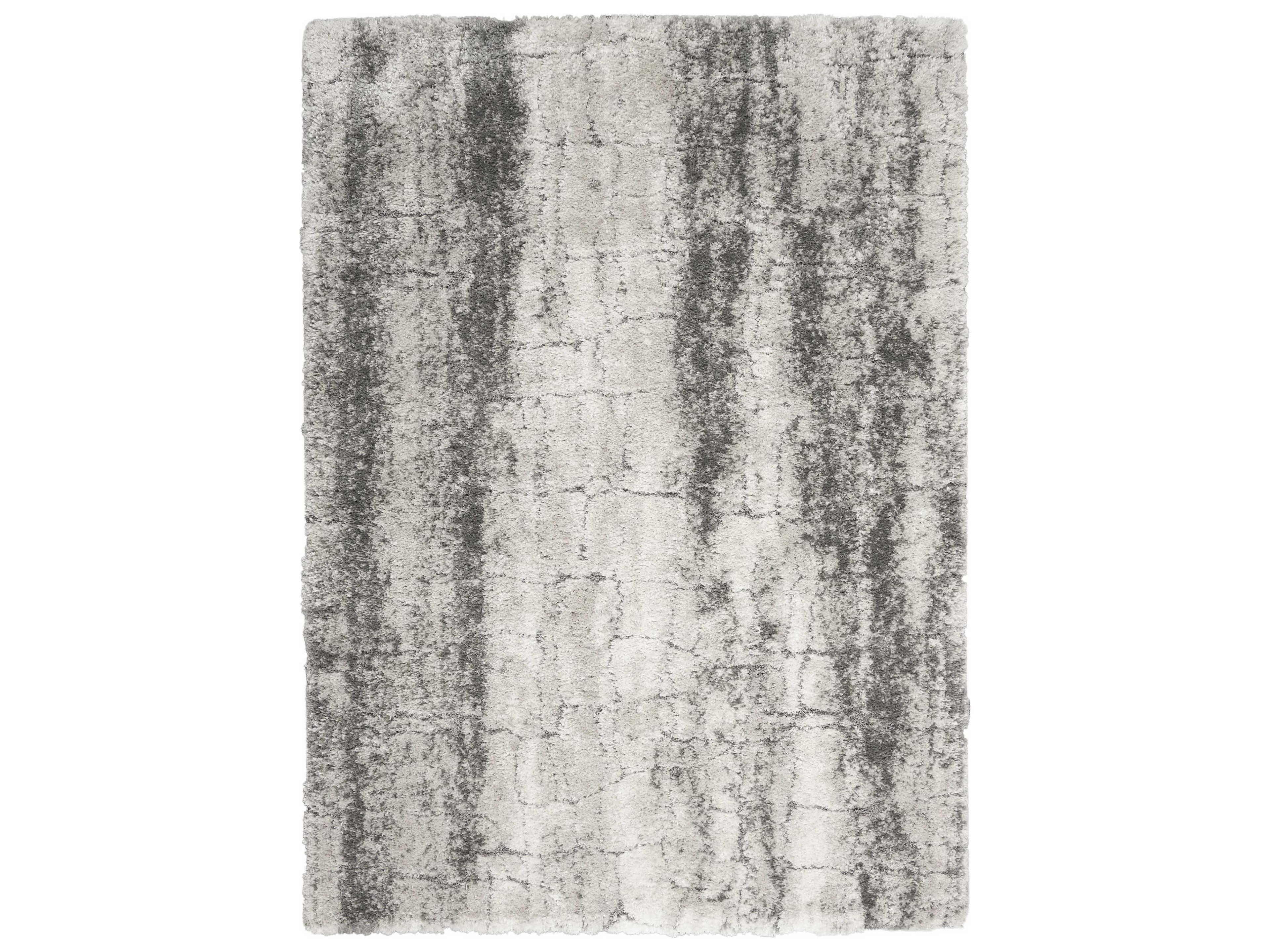 Dreamy Shag Area Rug Ivory Charcoal Abstract