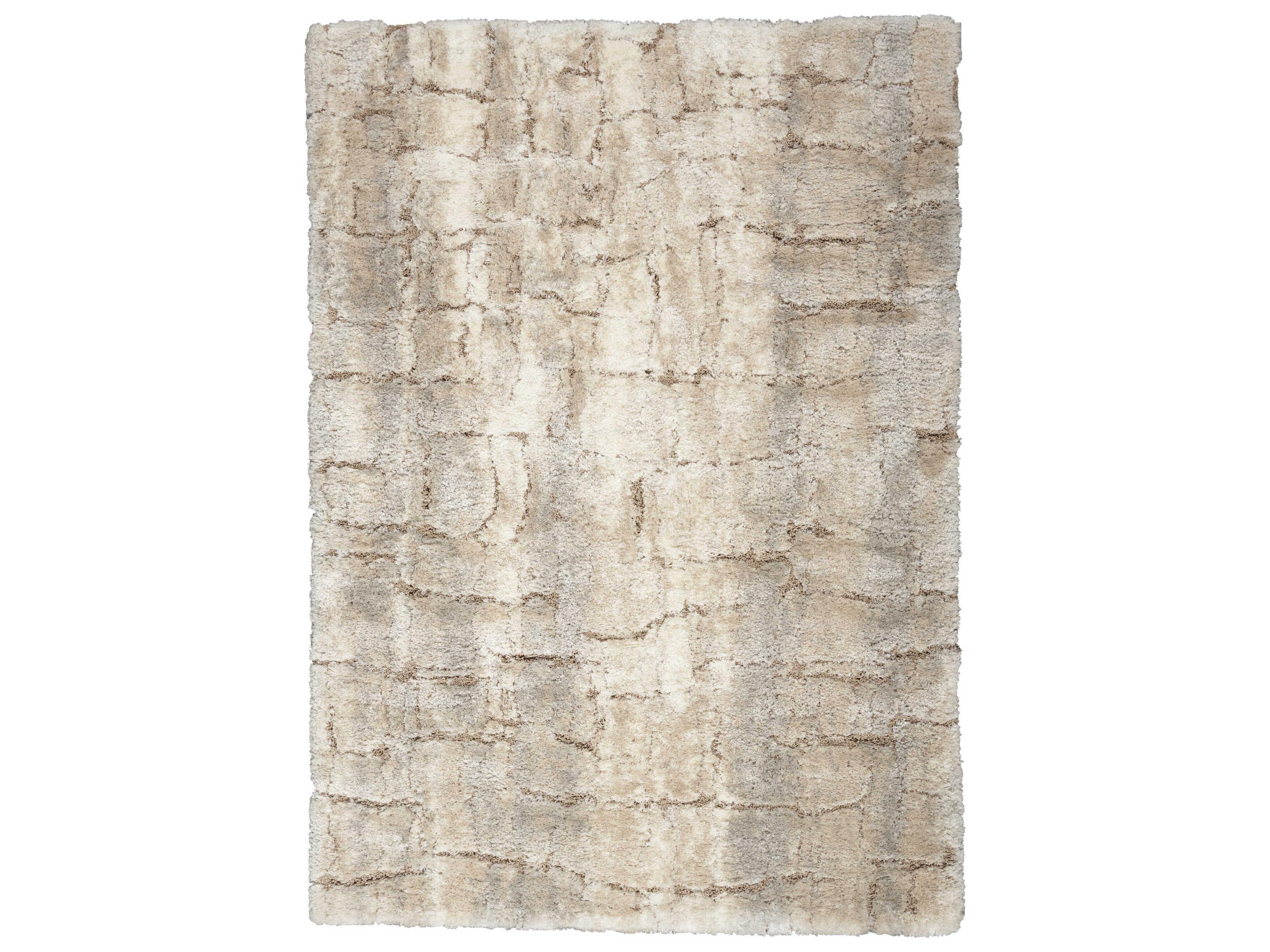 Dreamy Shag Area Rug Ivory Beige Modern Abstract