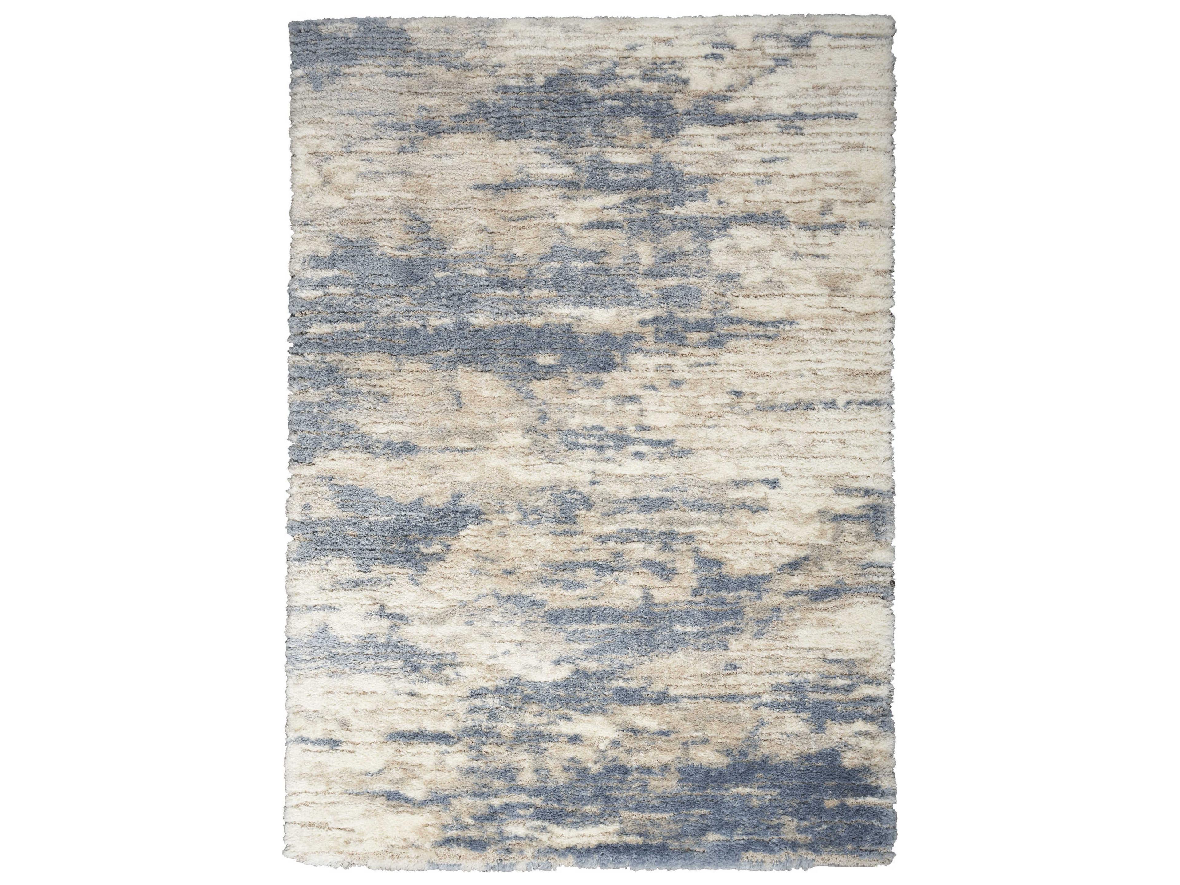 Dreamy Shag Area Rug in Light Blue Grey Plush Texture