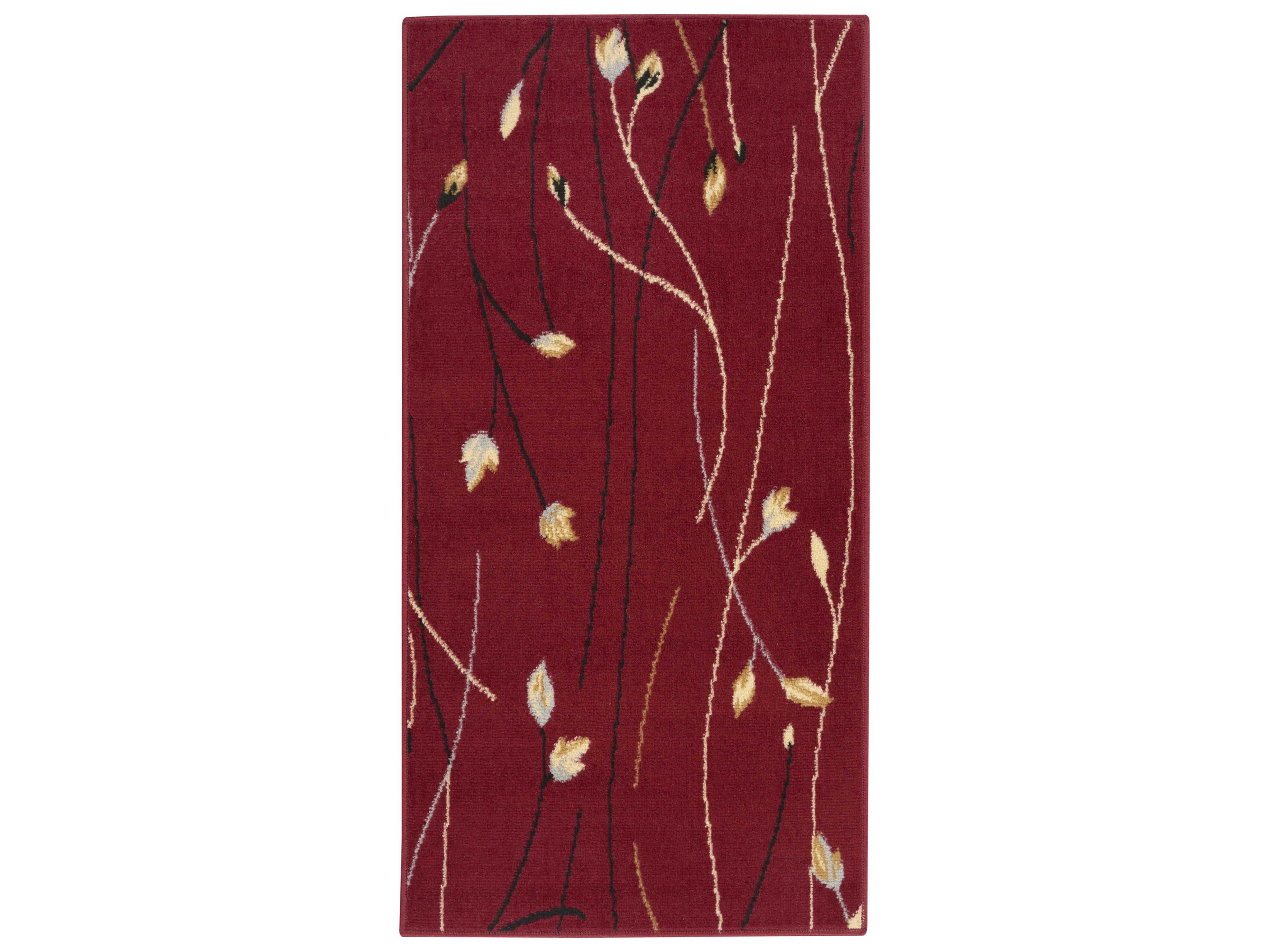 Grafix Red Floral Contemporary Area Rug