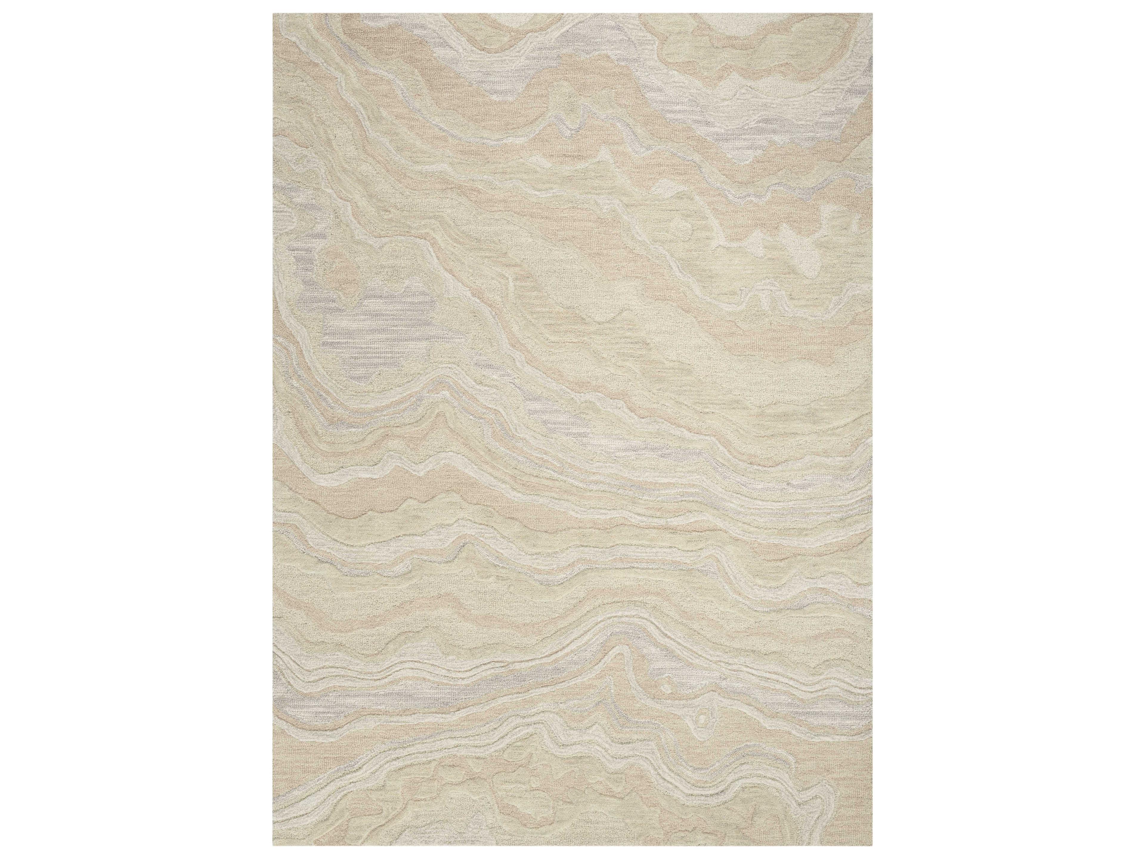 Graceful Area Rug Beige Hand-Tufted Wool