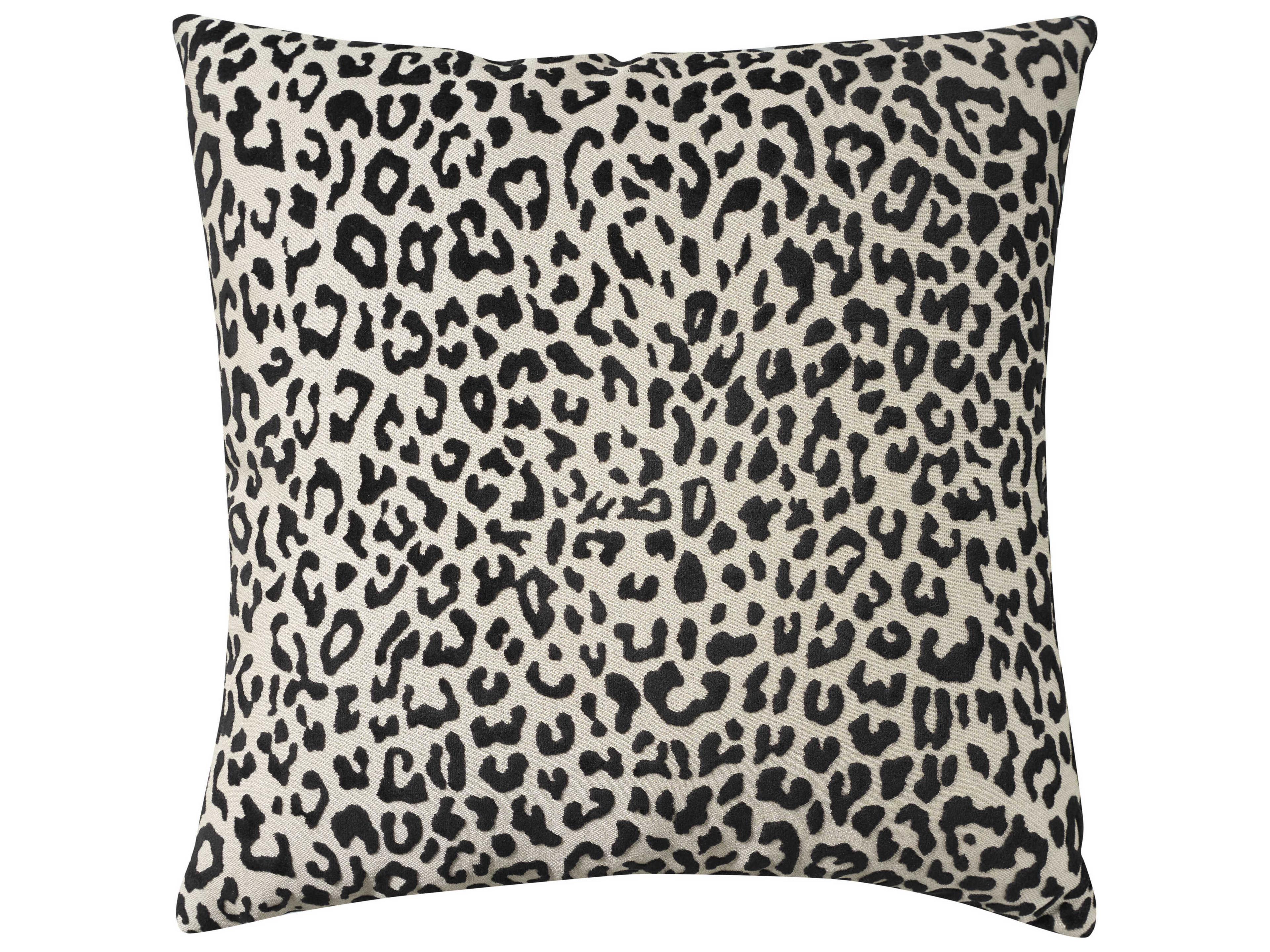 Sofia Black 18" x 18" Leopard Velvet Pillow