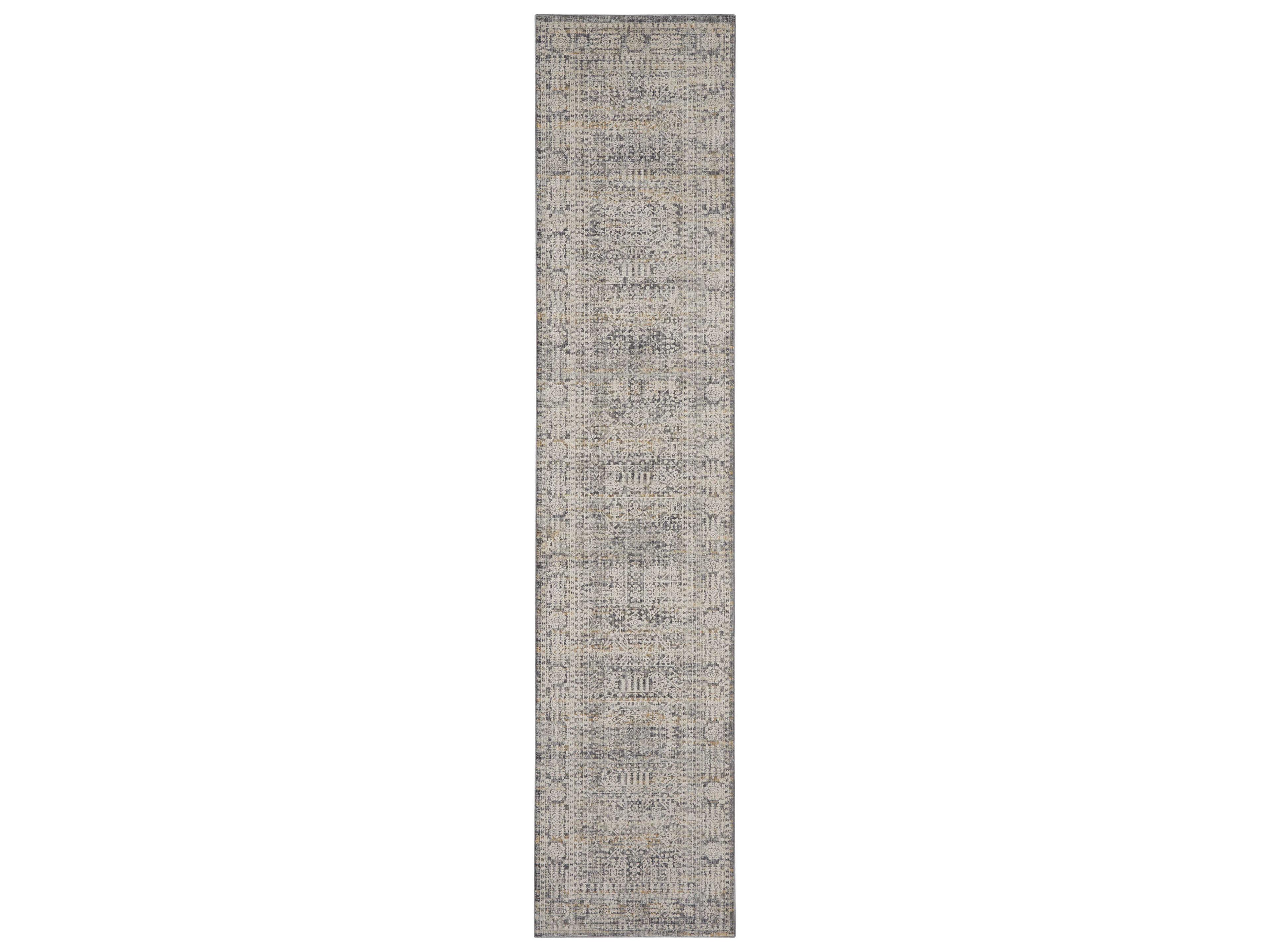Lynx Boho Persian Runner Rug Vintage Ivory Slate