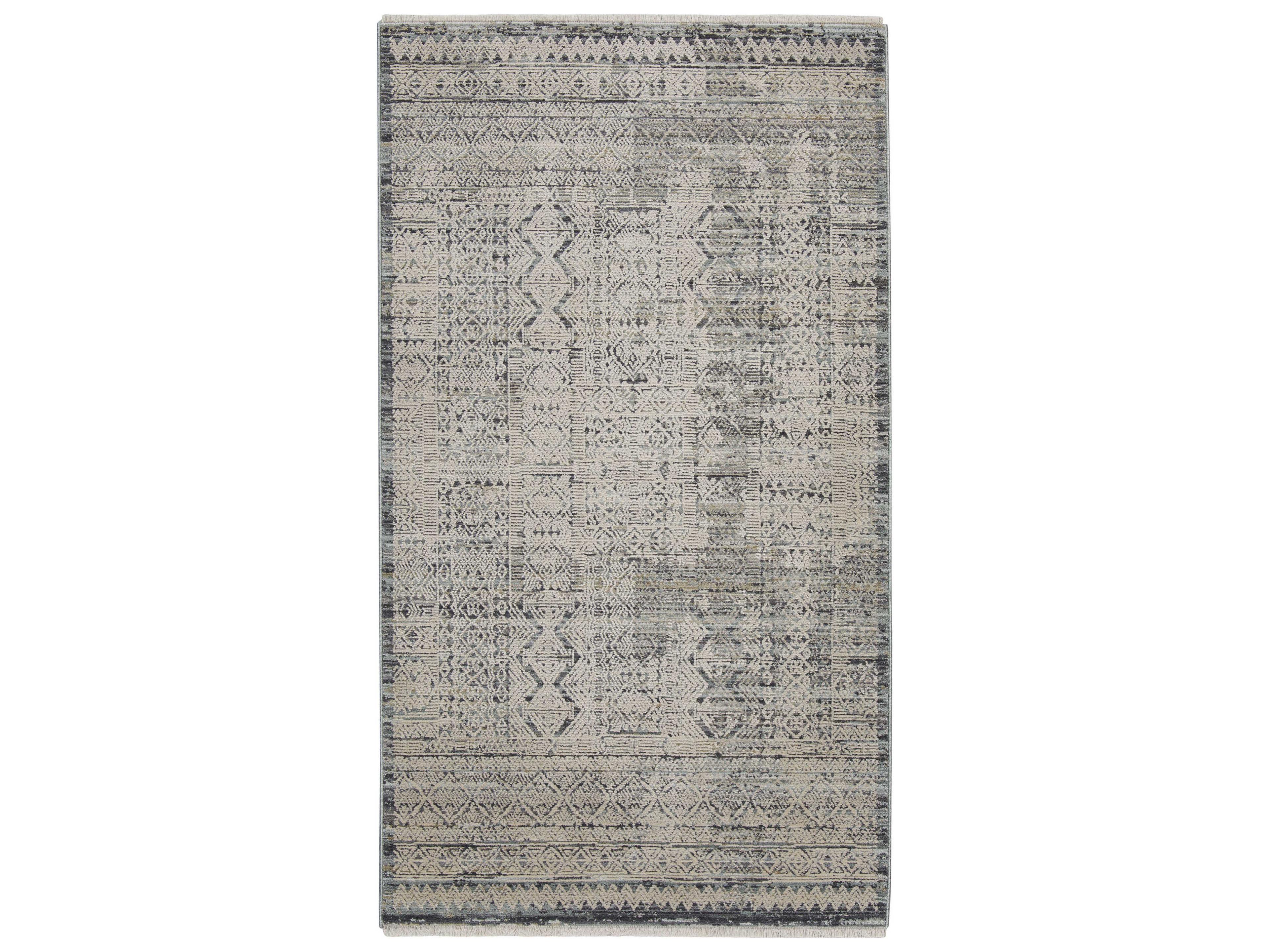 Lynx Area Rug Tribal Geometric Ivory Blue