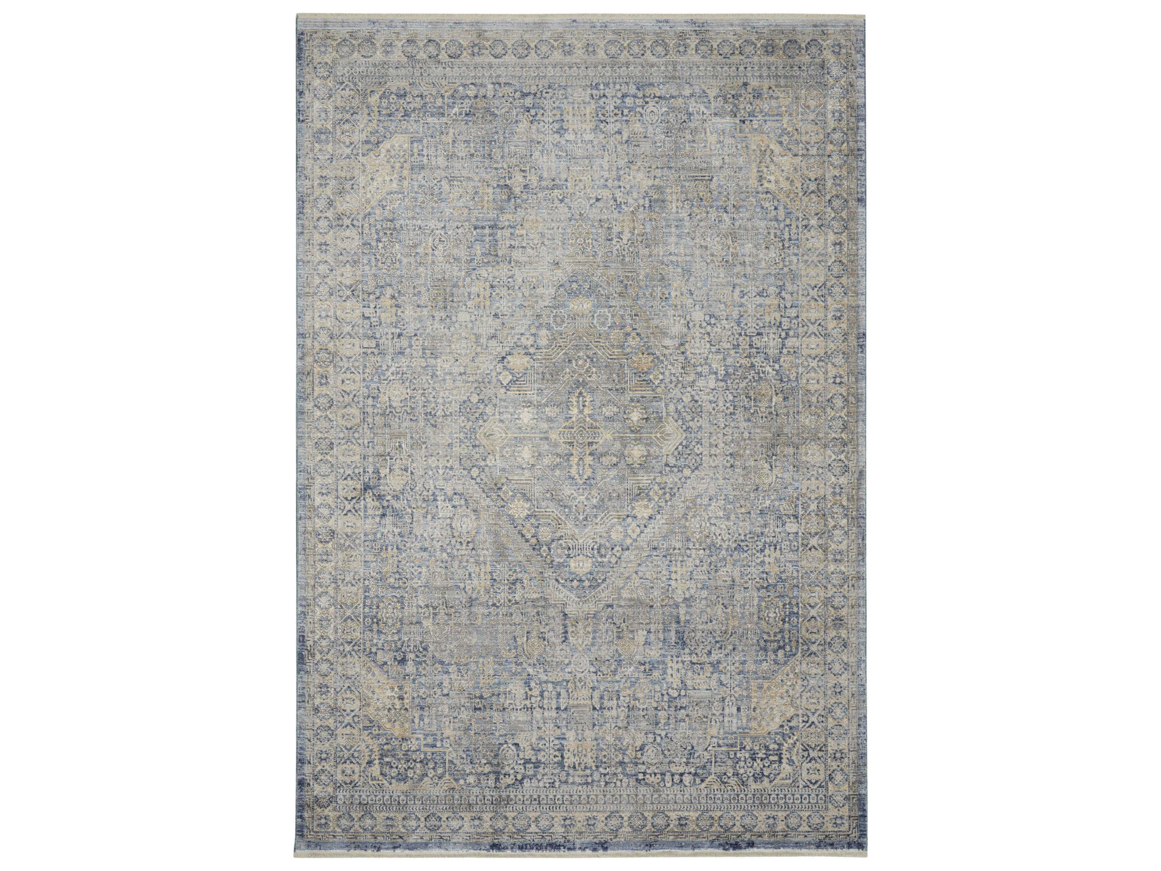 Lustrous Weave Blue Ivory Floral Area Rug