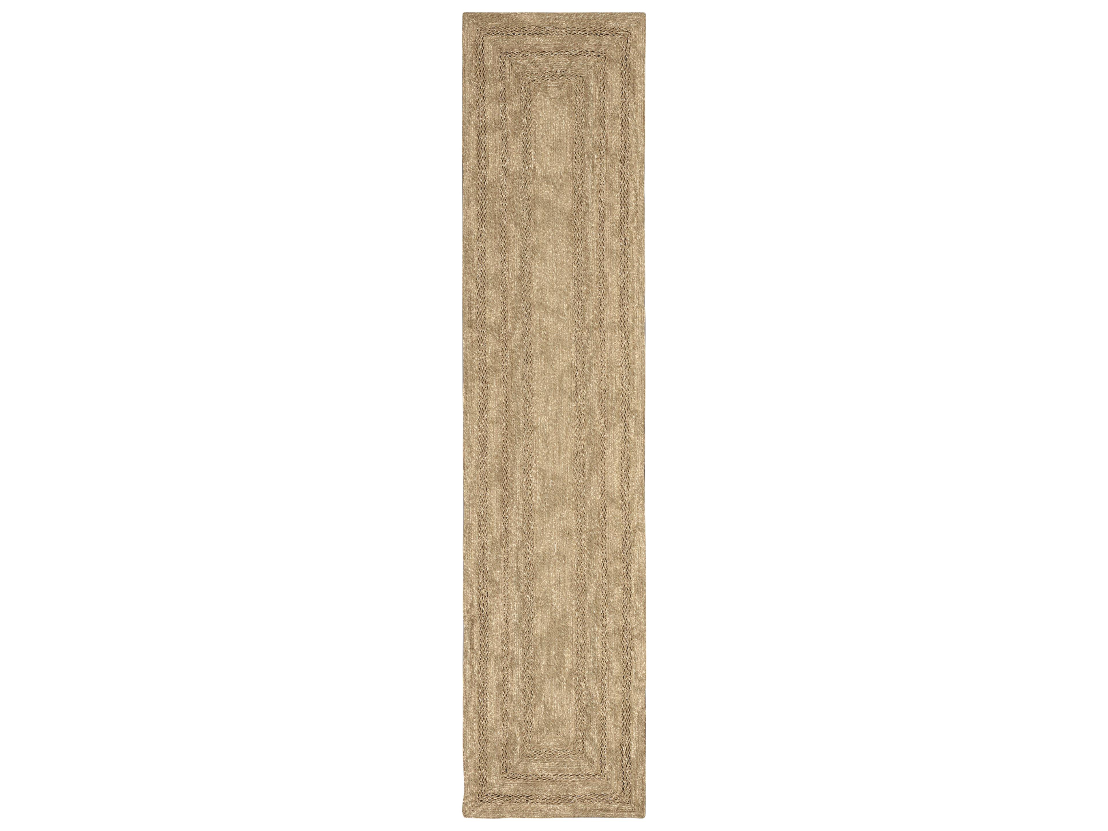 Natural Seagrass Geometric Runner Area Rug
