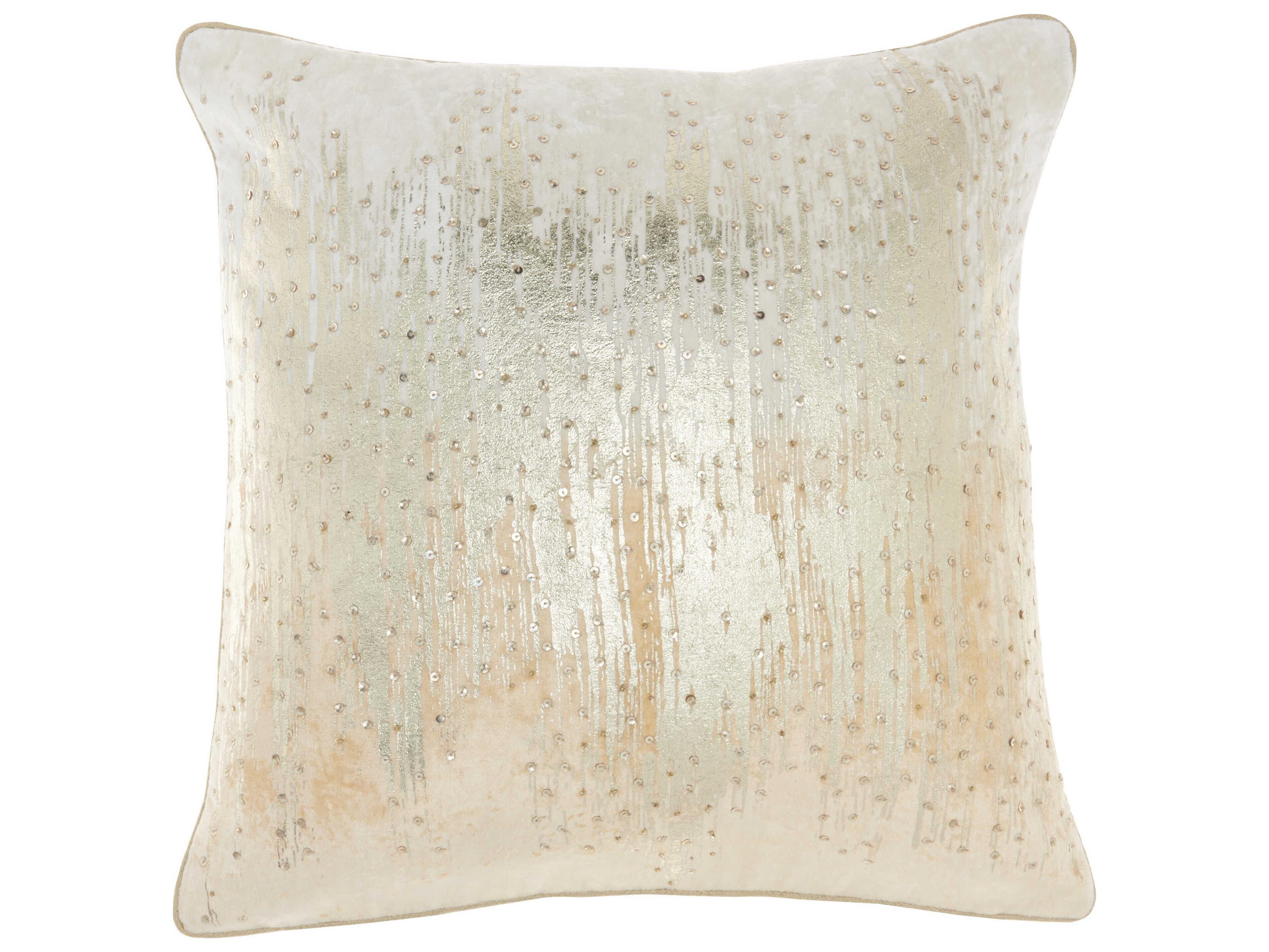Sofia Beige 18" x 18" Ombre Met Sequins Pillow
