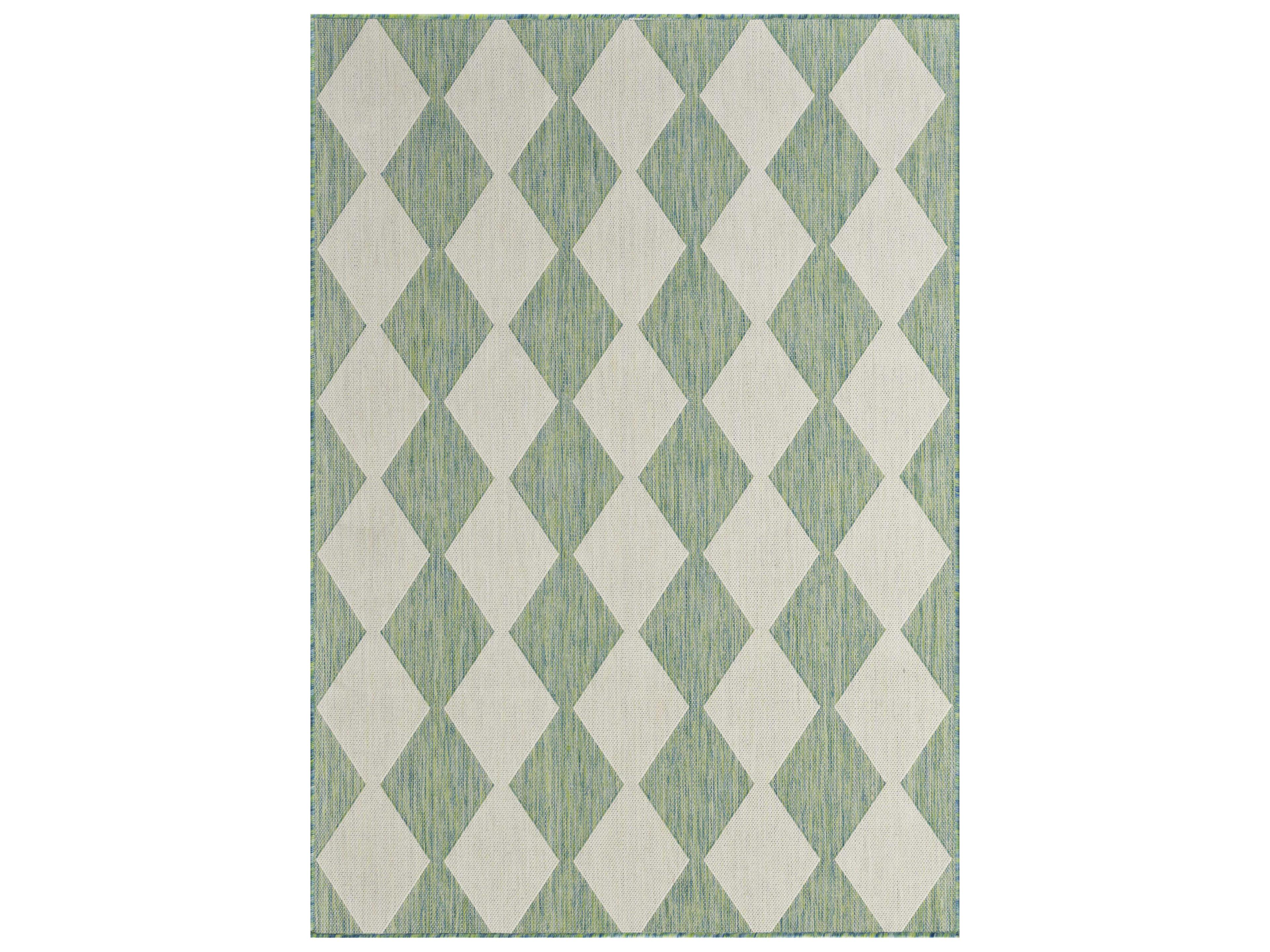 Positano Indoor Outdoor Rug Blue Green Geometric