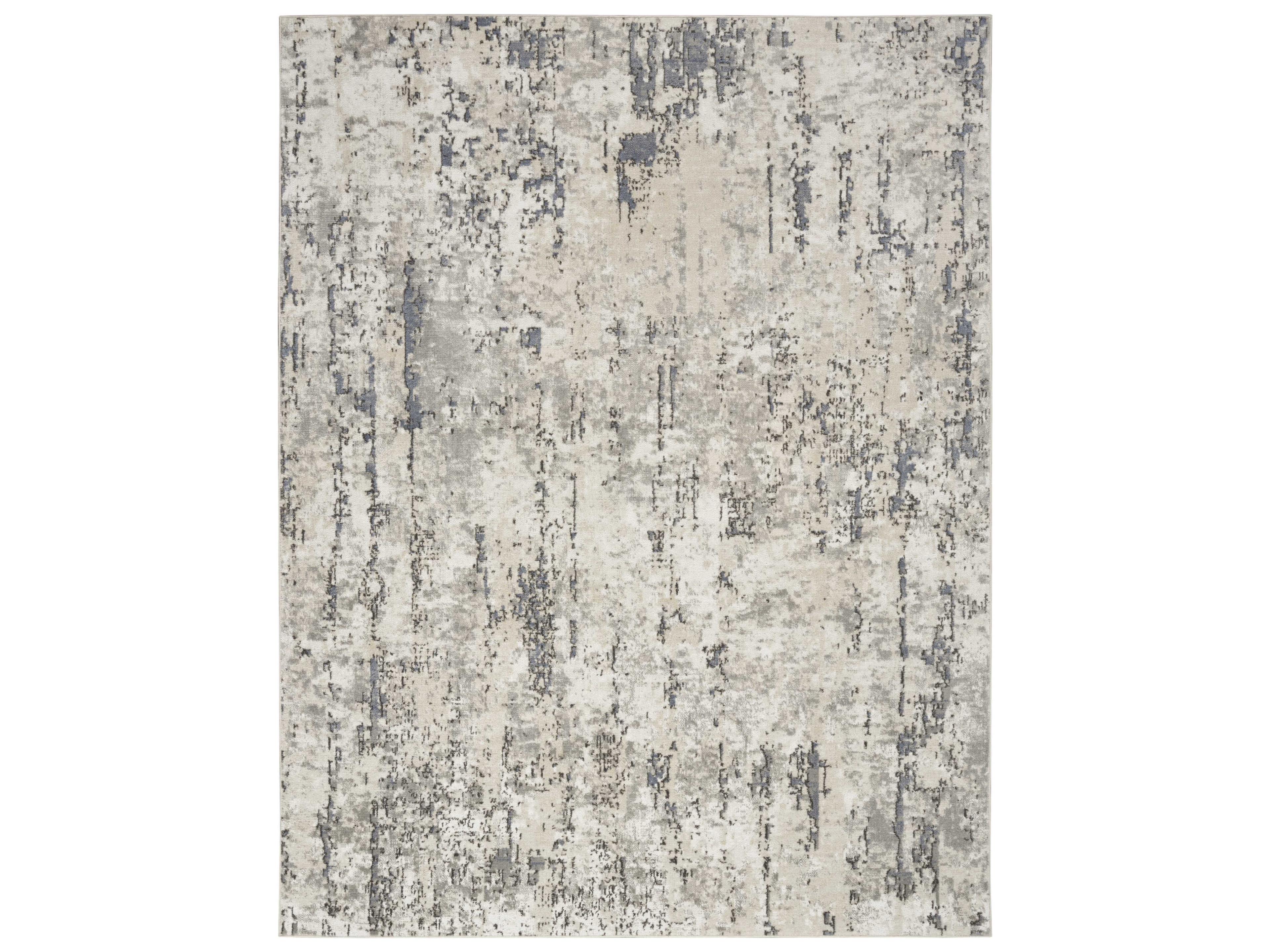 Quarry QUA01 Abstract Area Rug in Ivory Blue Grey