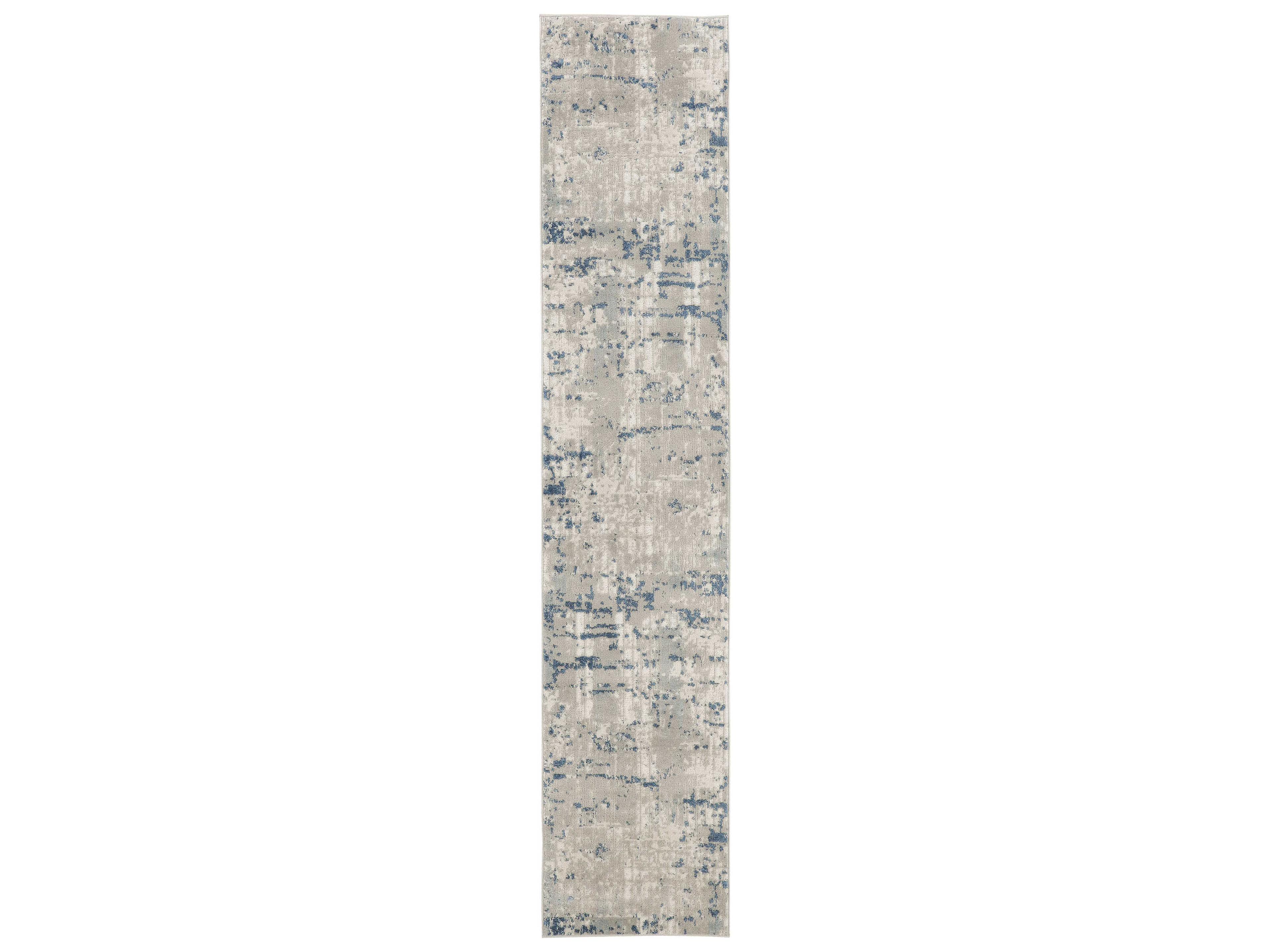 Quarry Runner Rug Abstract Ivory Blue Grey