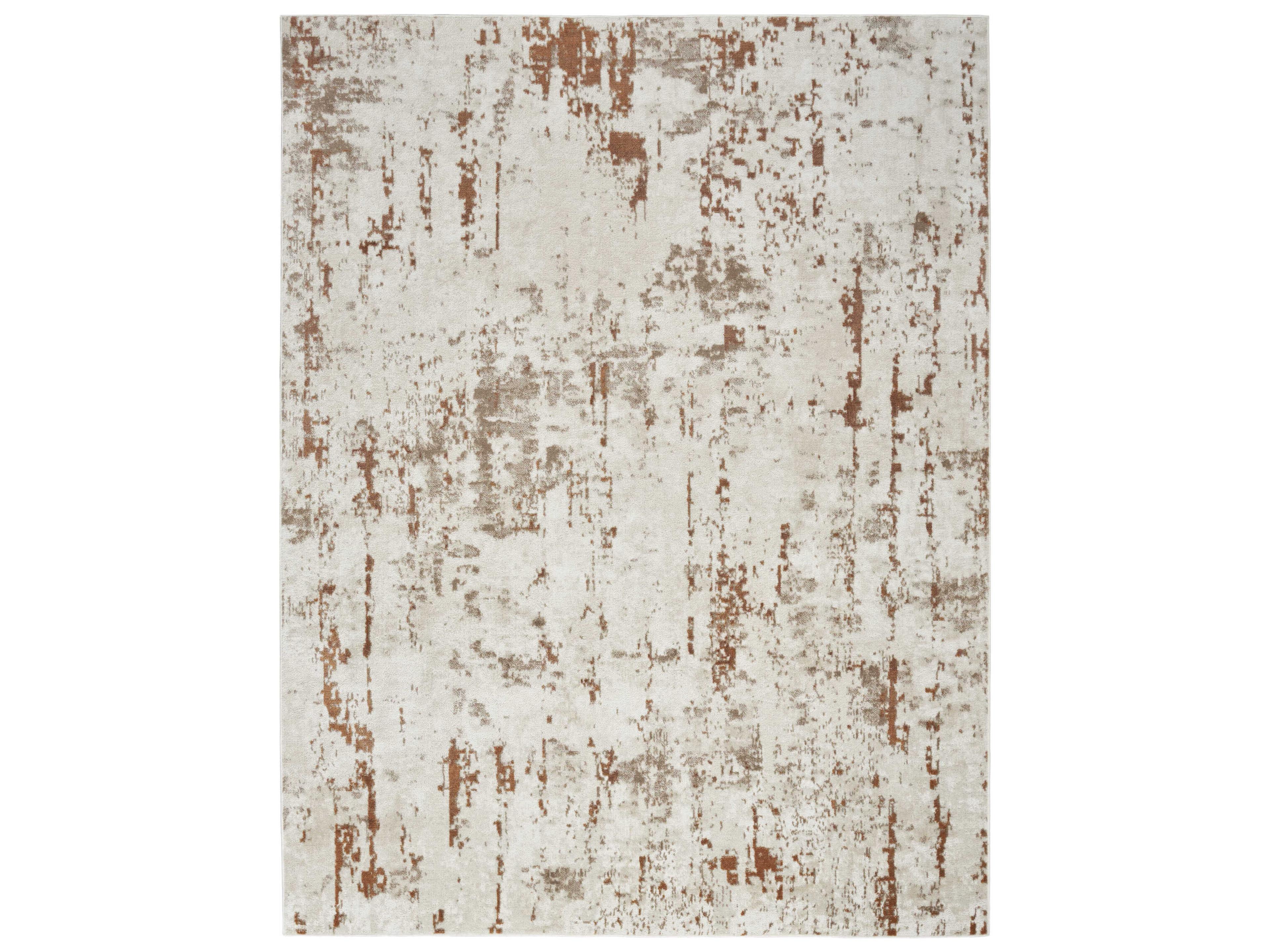 Quarry Area Rug Abstract Modern Ivory Rust