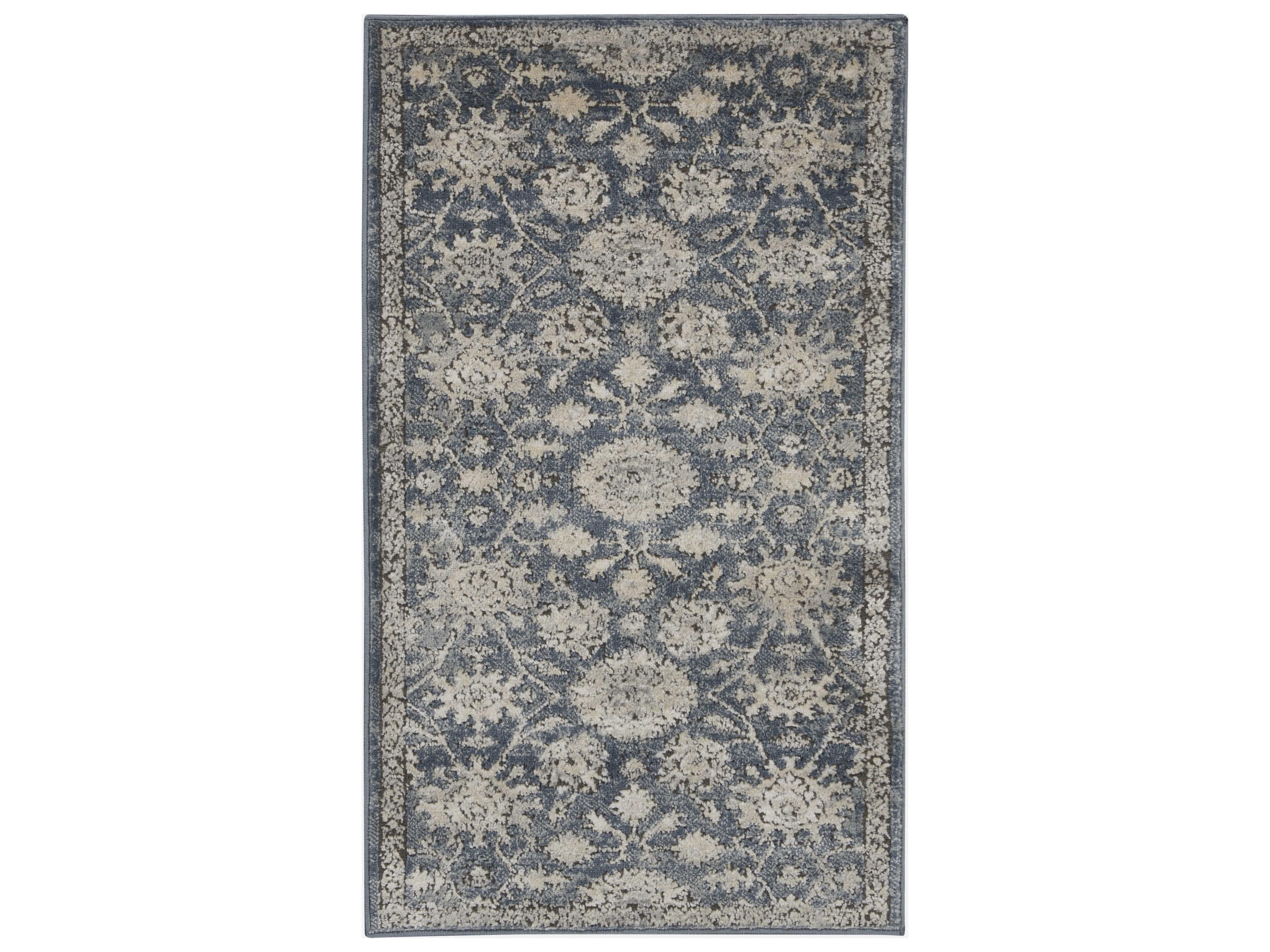 Quarry Area Rug Blue Beige Persian Floral Medallion