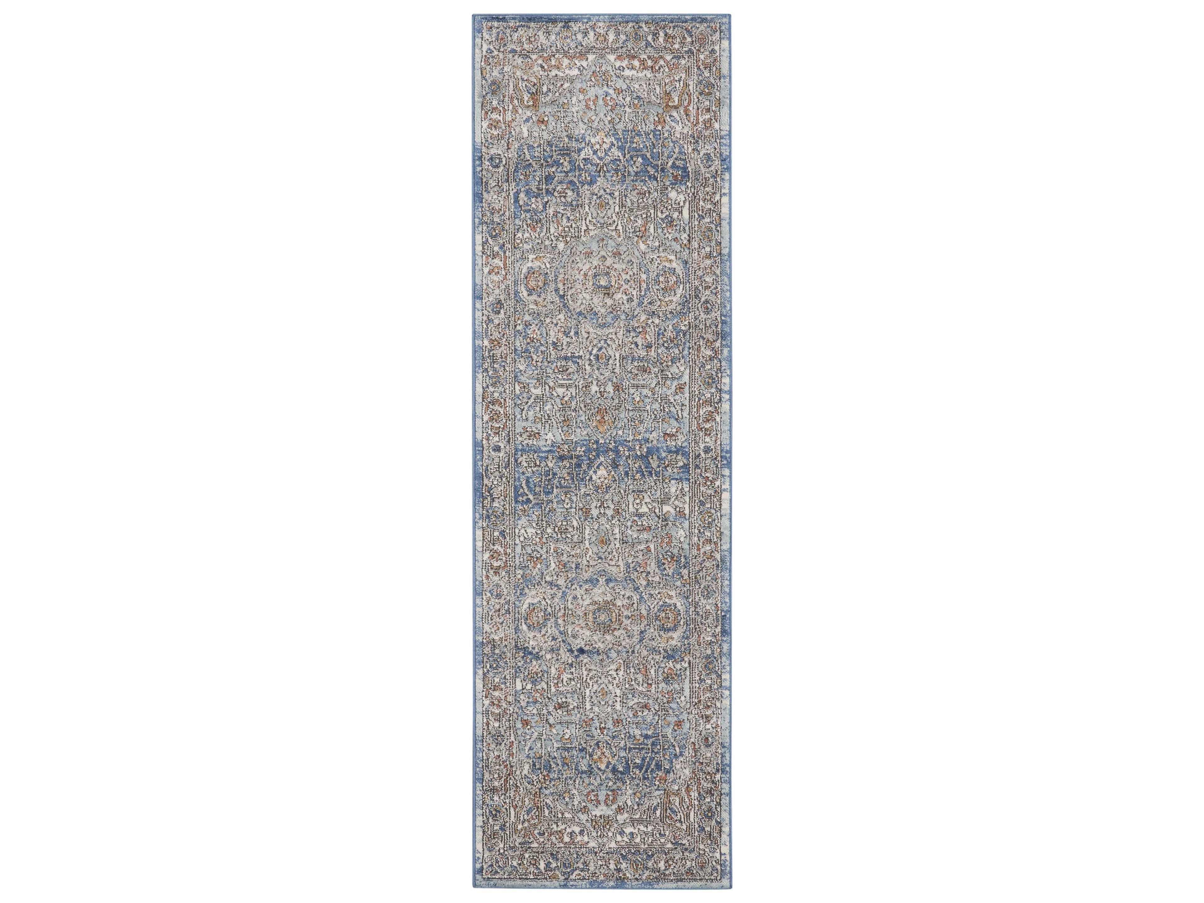 Quarry Runner Rug Ivory Blue Persian Medallion