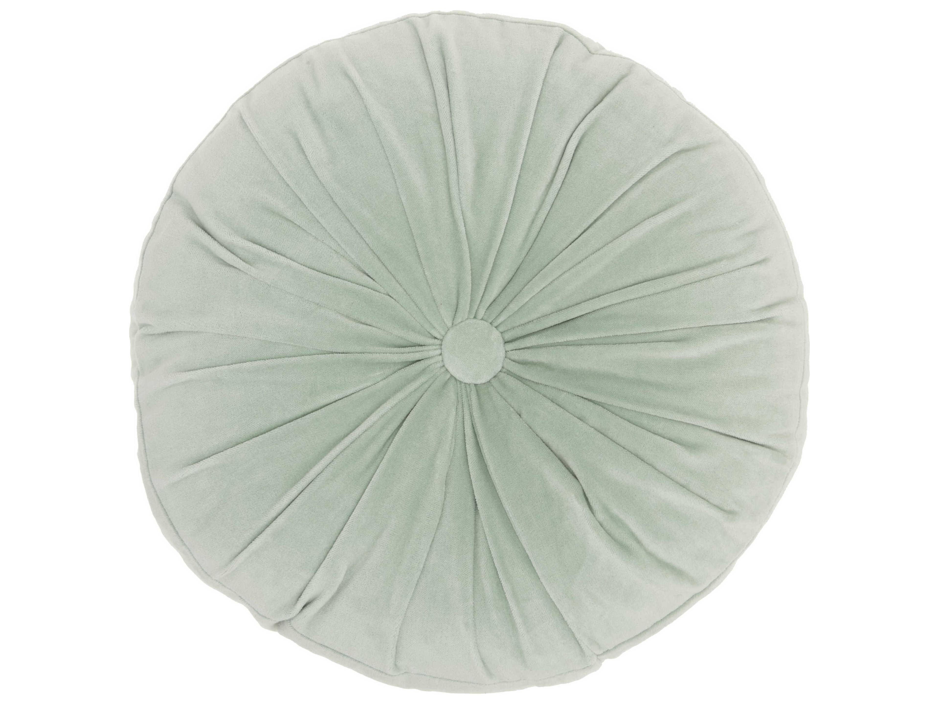 Sofia Celadon 16" x 16" Round Ruched Velvet Pillow