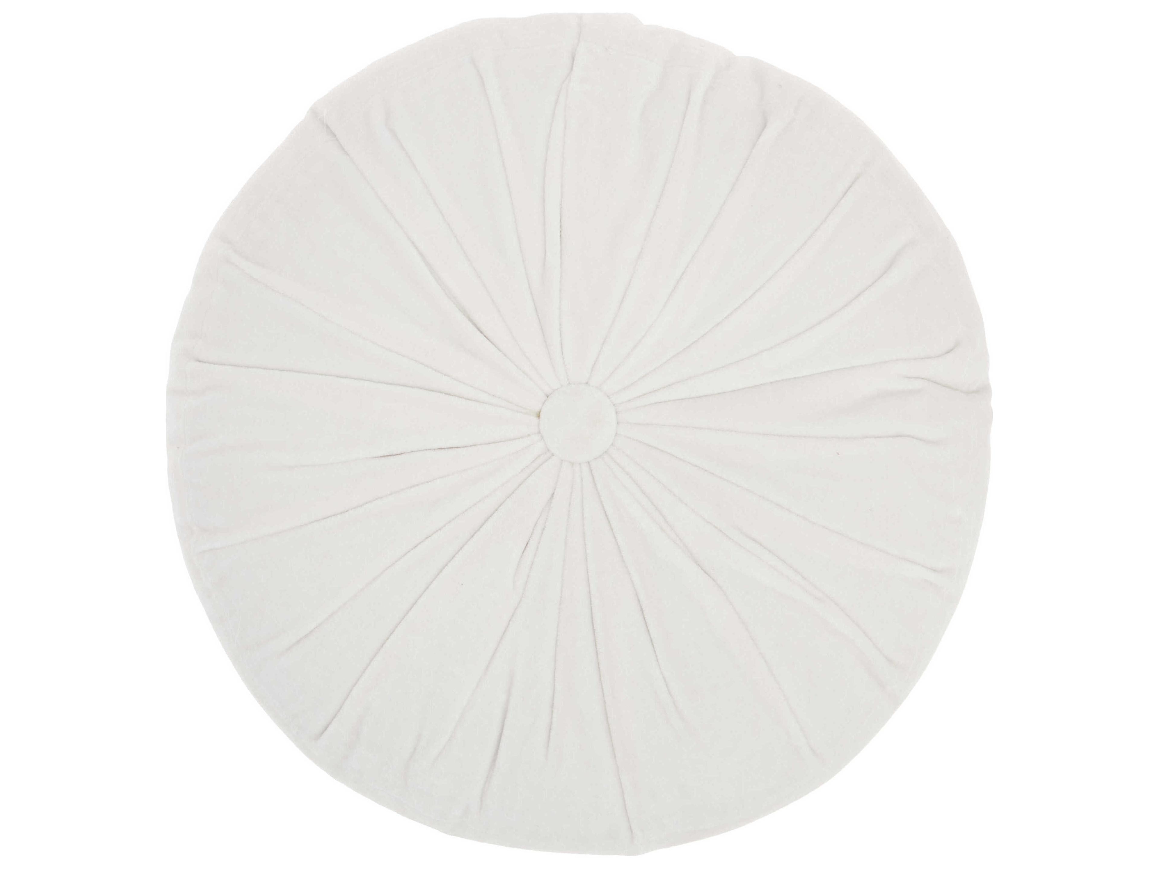 Sofia Cream 16" x 16" Round Ruched Velvet Pillow