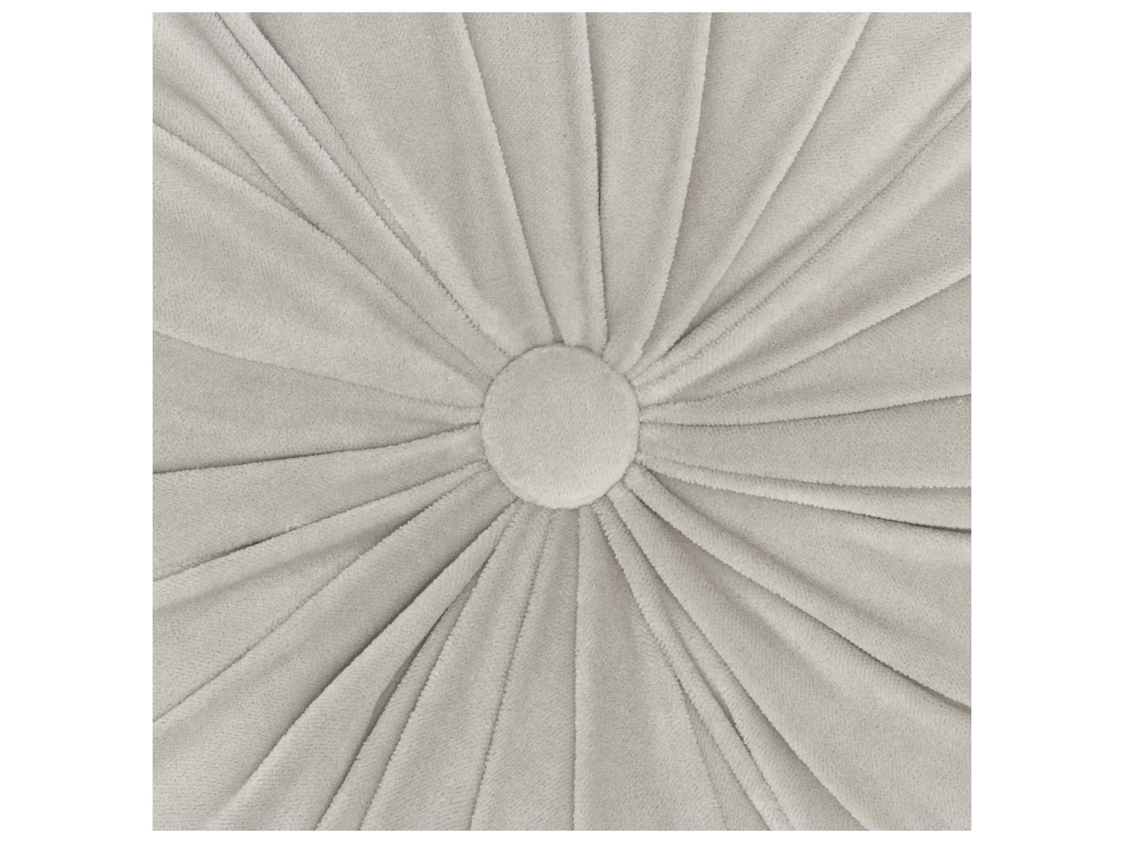 Nourison Sofia Lt Grey 16" x 16" Round Ruched Velvet Pillow