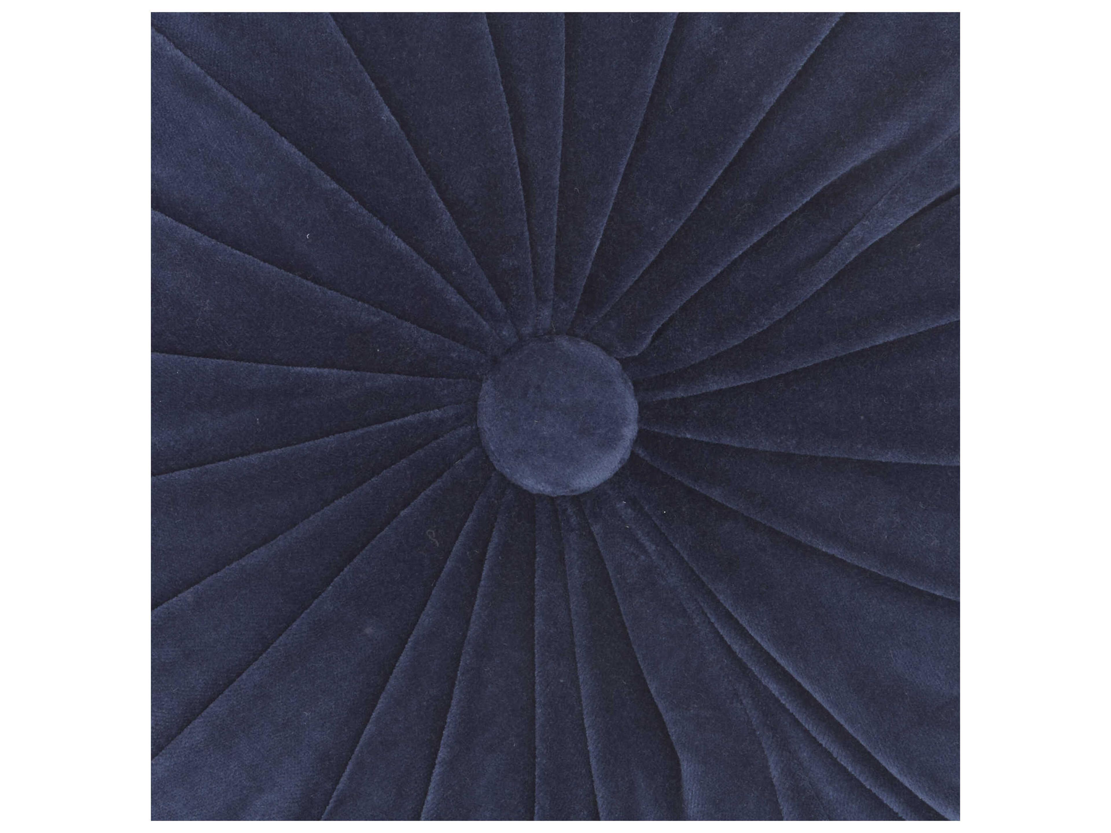 Nourison Sofia Navy 16" x 16" Round Ruched Velvet Pillow