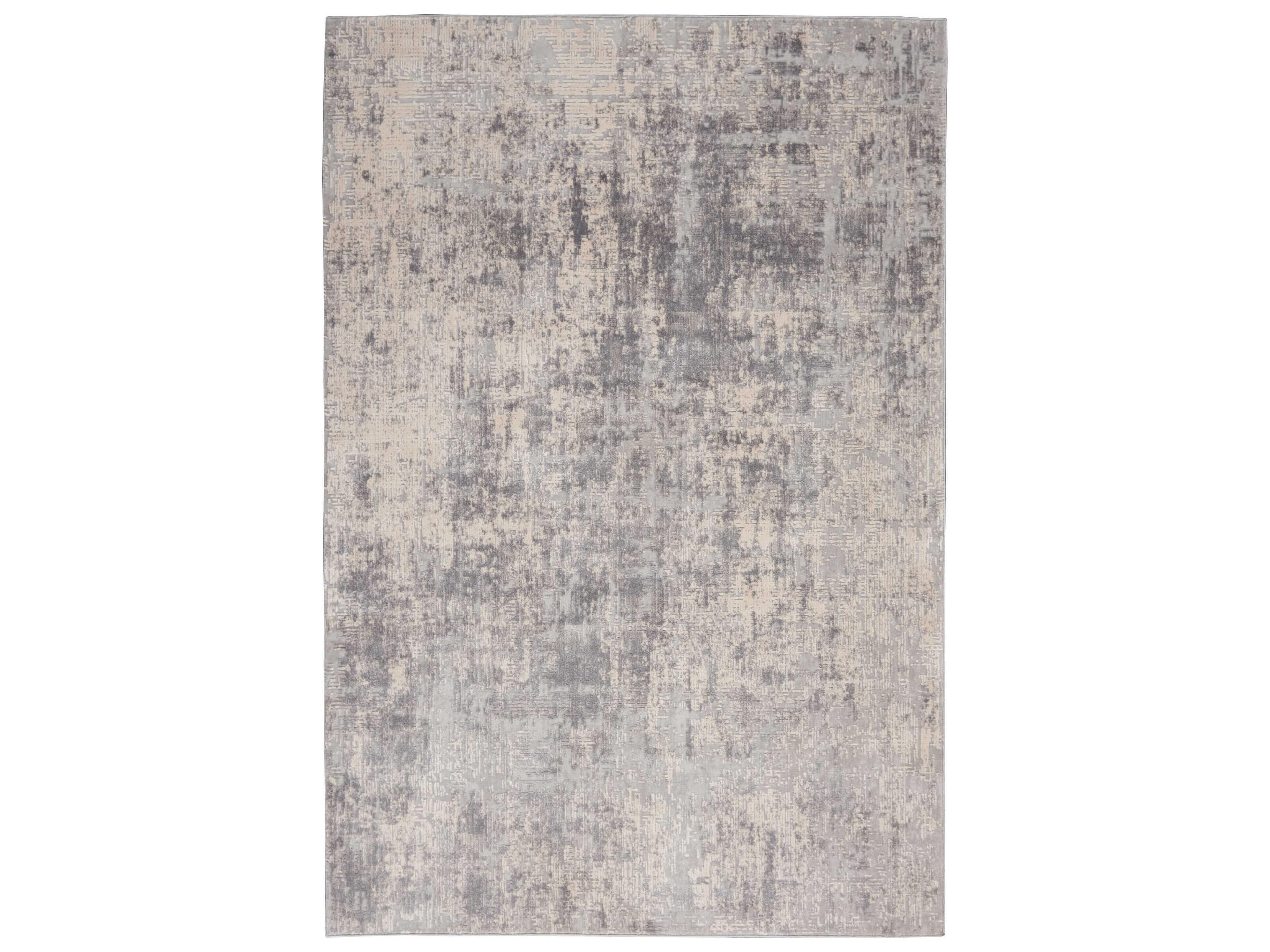 Rustic Textures Area Rug Ivory Silver Abstract