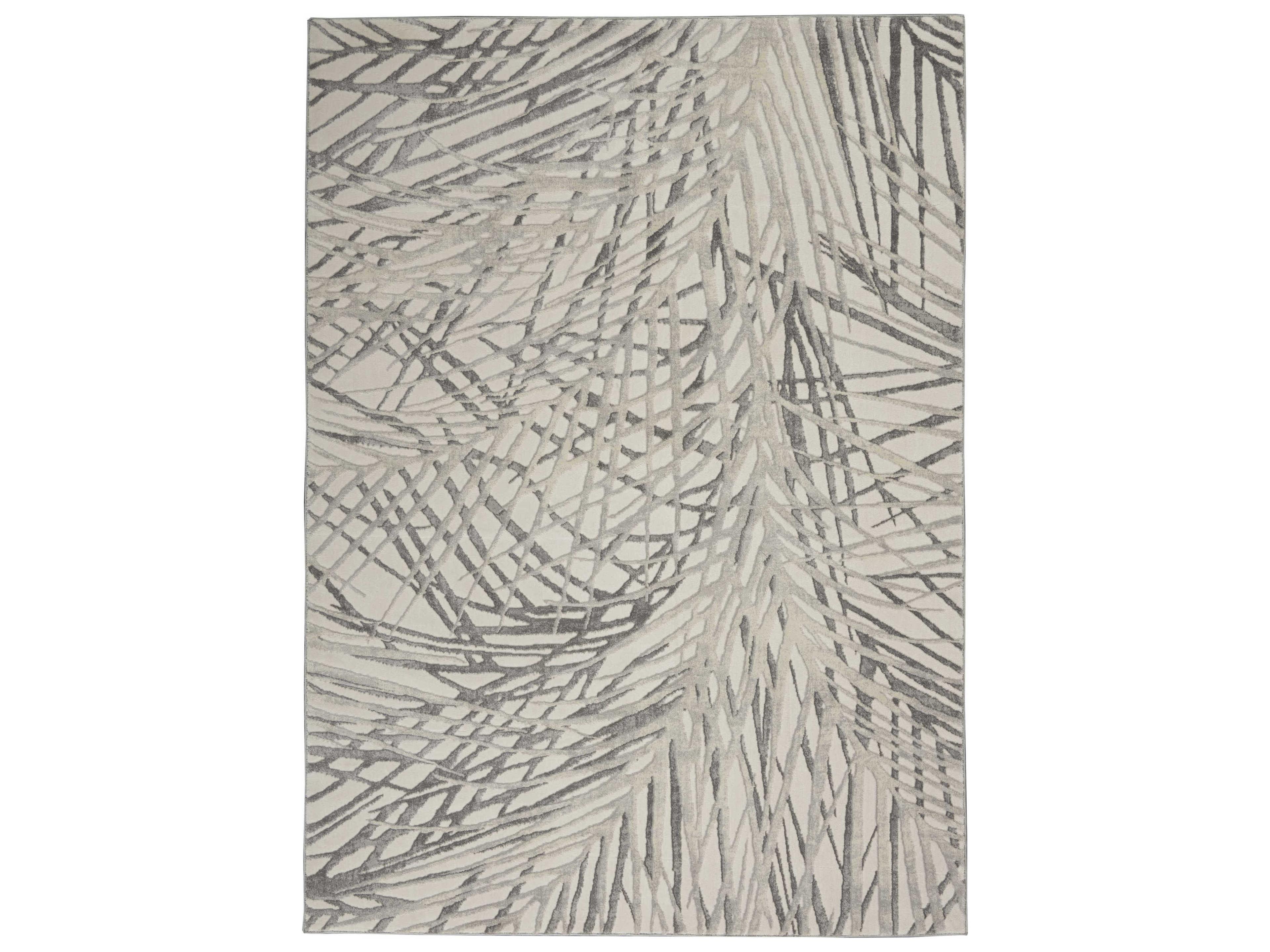 Rustic Textures Area Rug Abstract Floral Ivory Grey