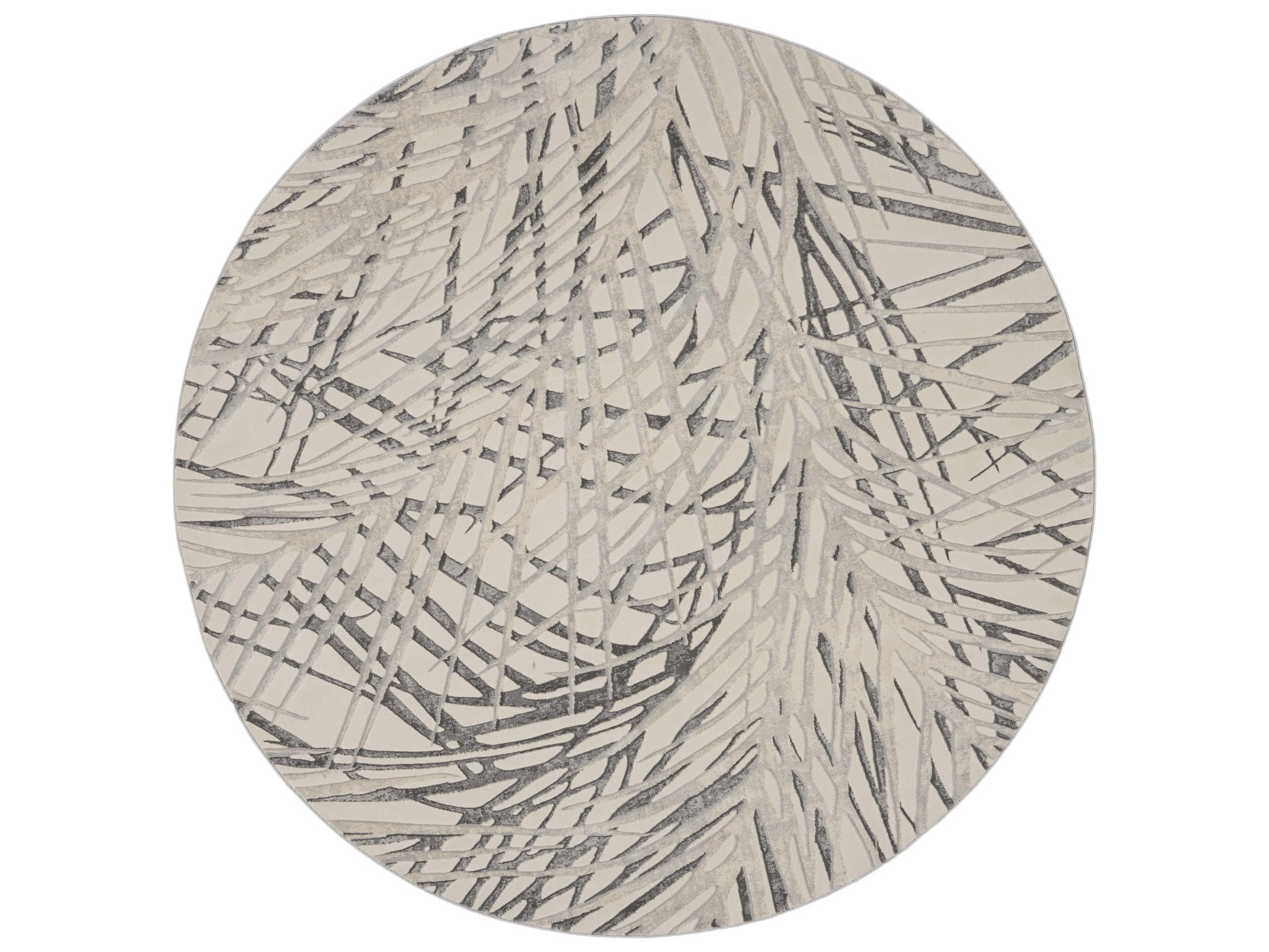 Rustic Textures Area Rug Ivory Grey Contemporary Floral