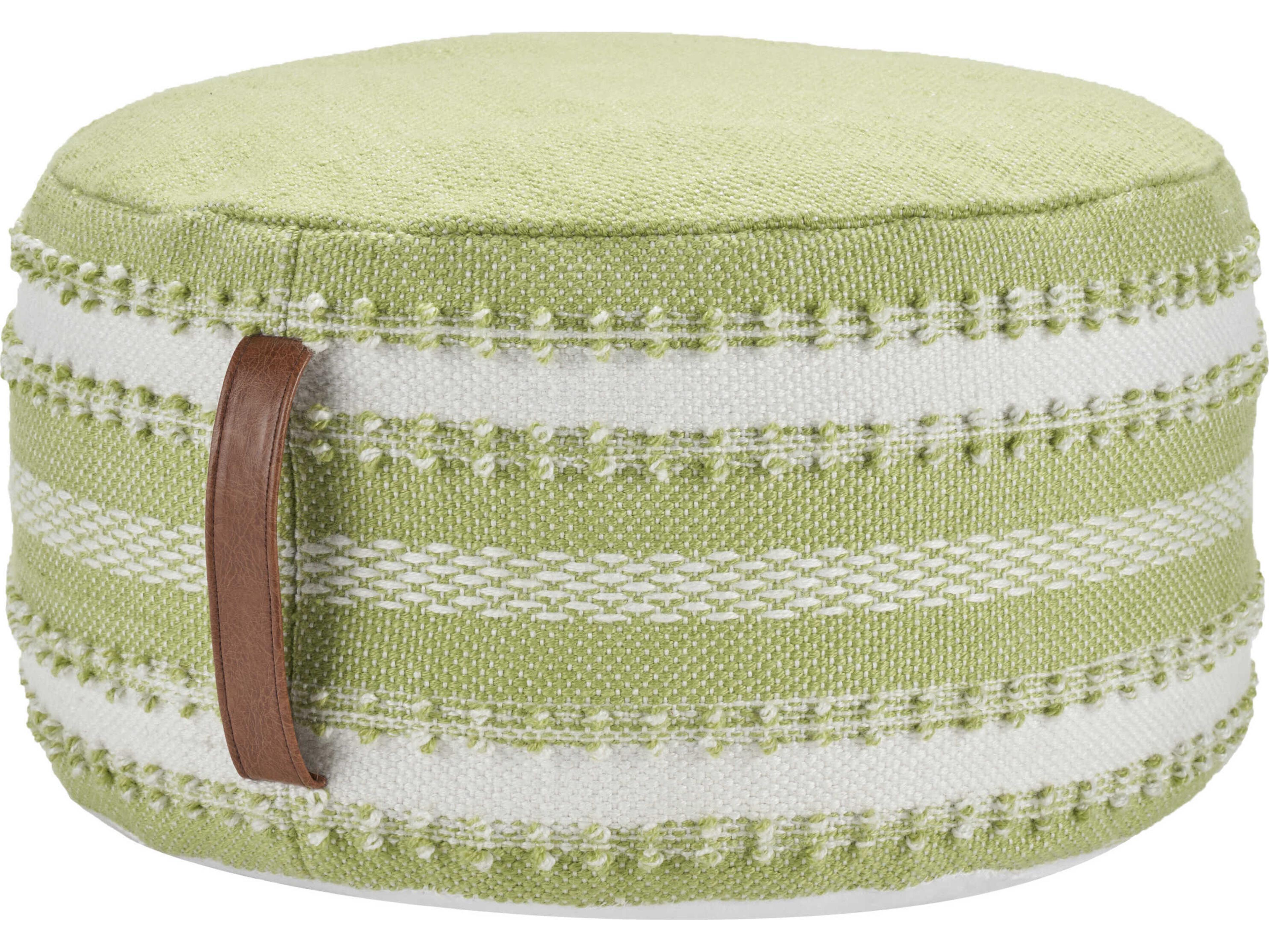 Outdoor Pillows Green White Upholstered Ottoman