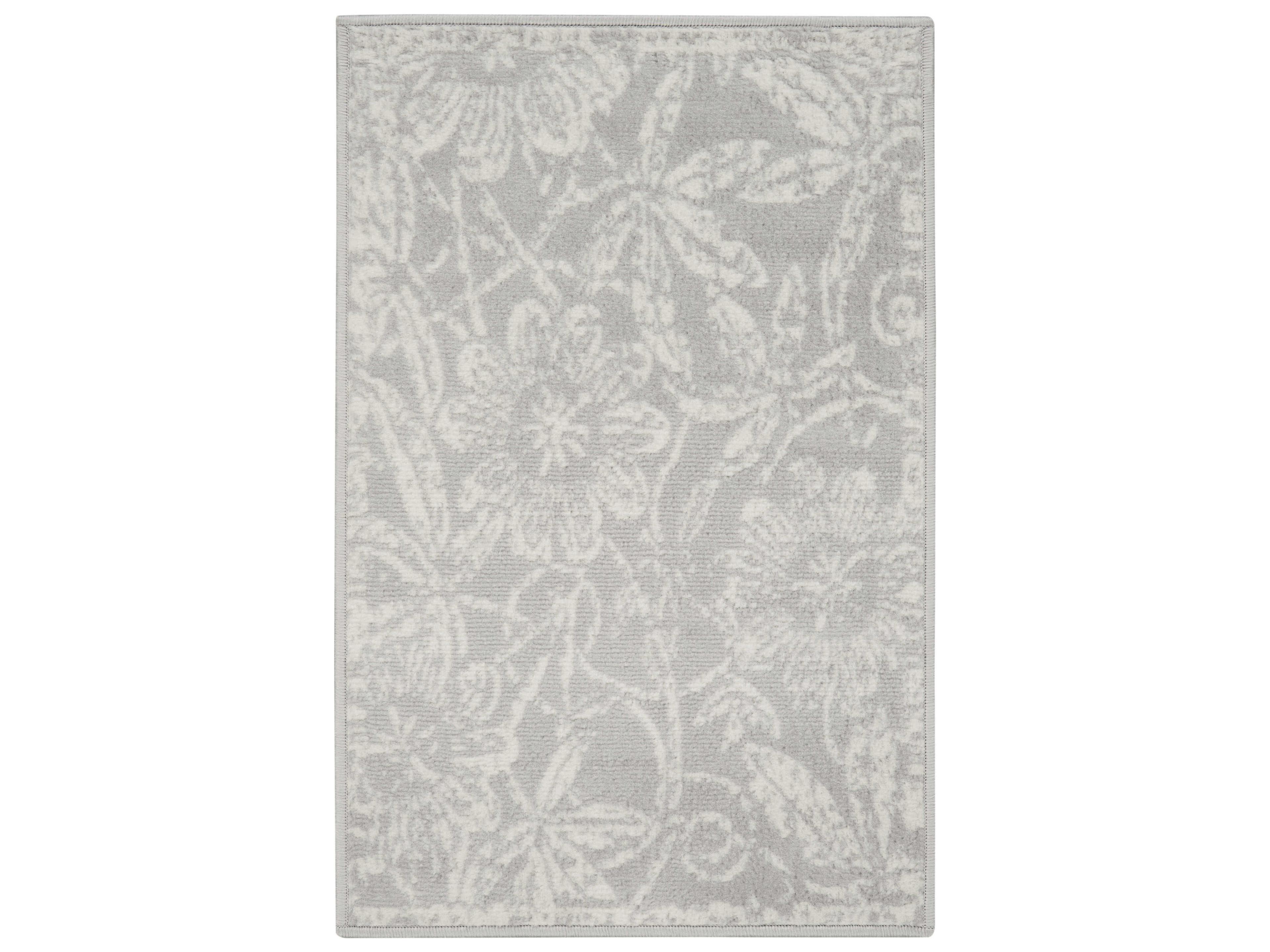 Whimsicle Collection Area Rug in Grey with Floral Pattern