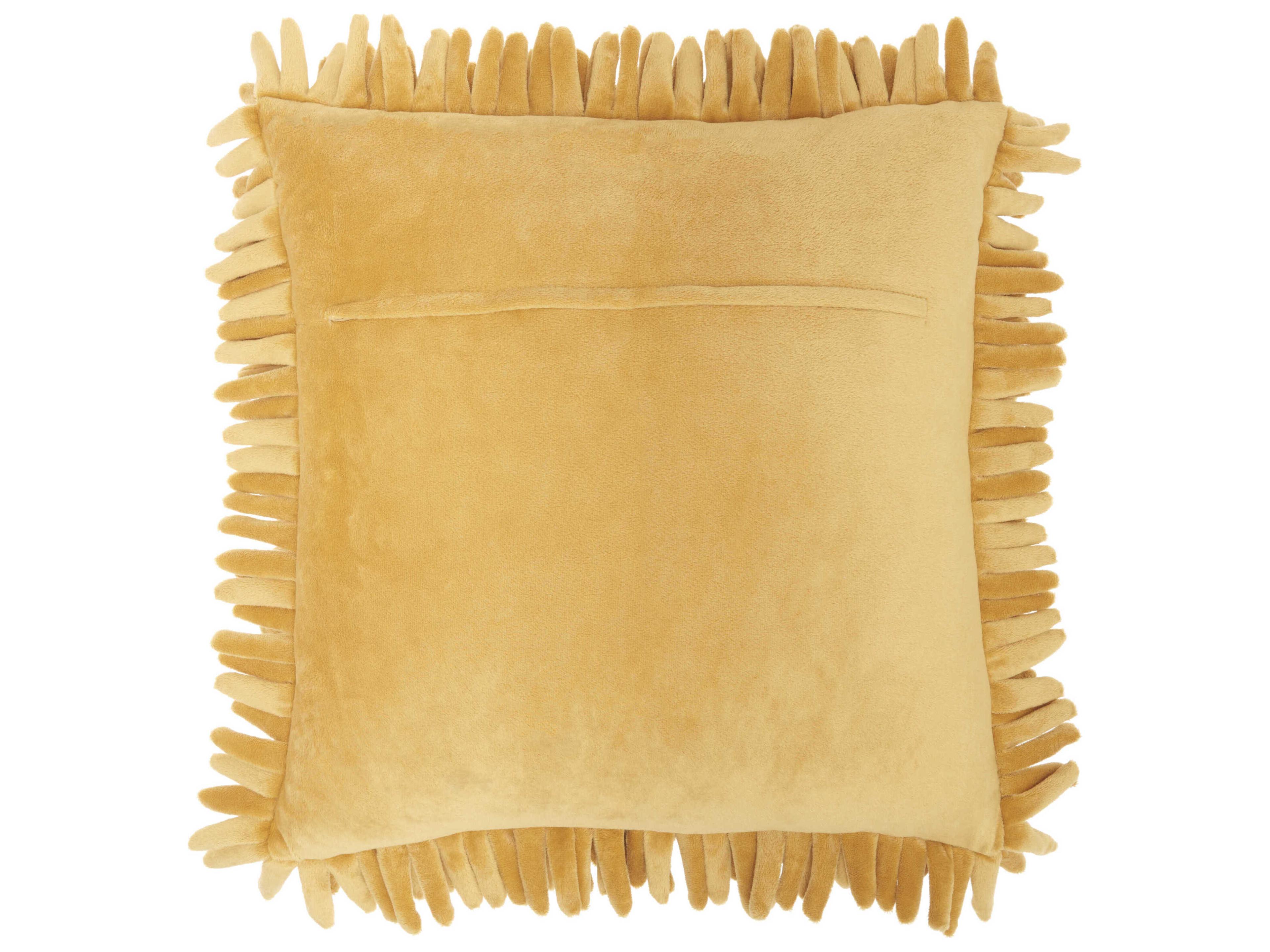Nourison Sofia Mustard 20" x 20" Velvet Sponge Finger Pillow