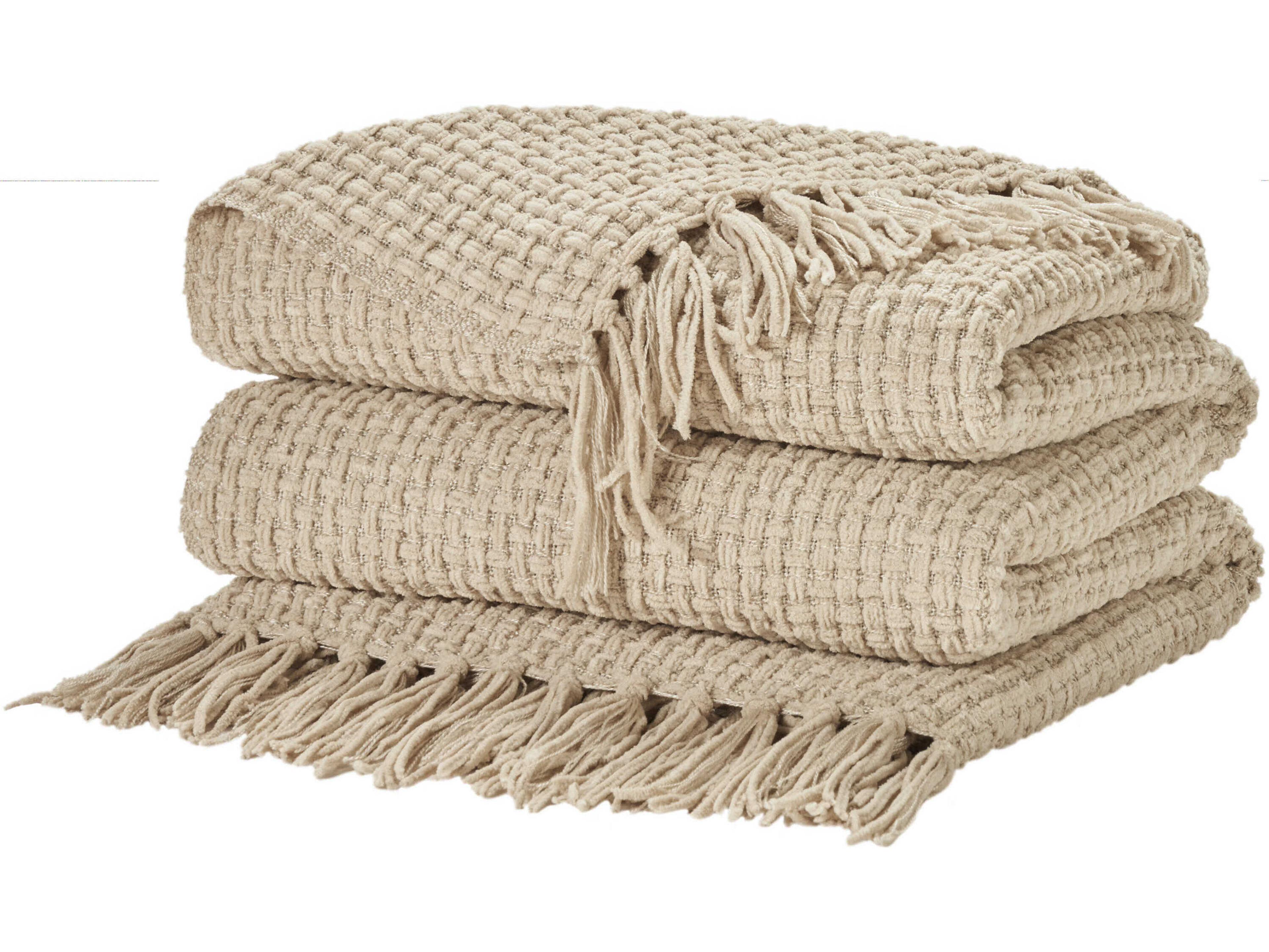 Lifestyle Textured Waffle Weave Tasseled Throw
