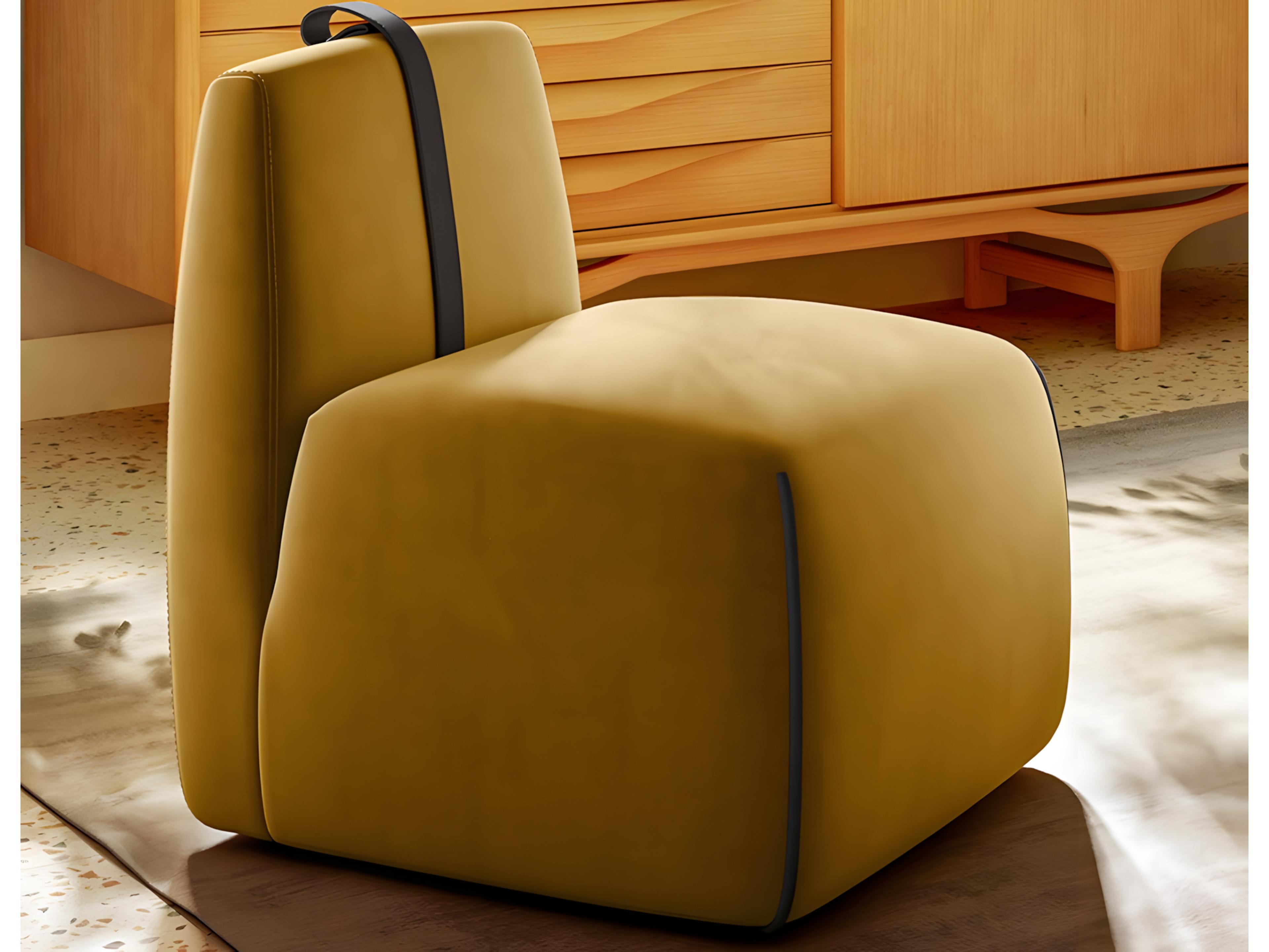 Natuzzi Editions Gaia Slipper Chair with Leather Belt