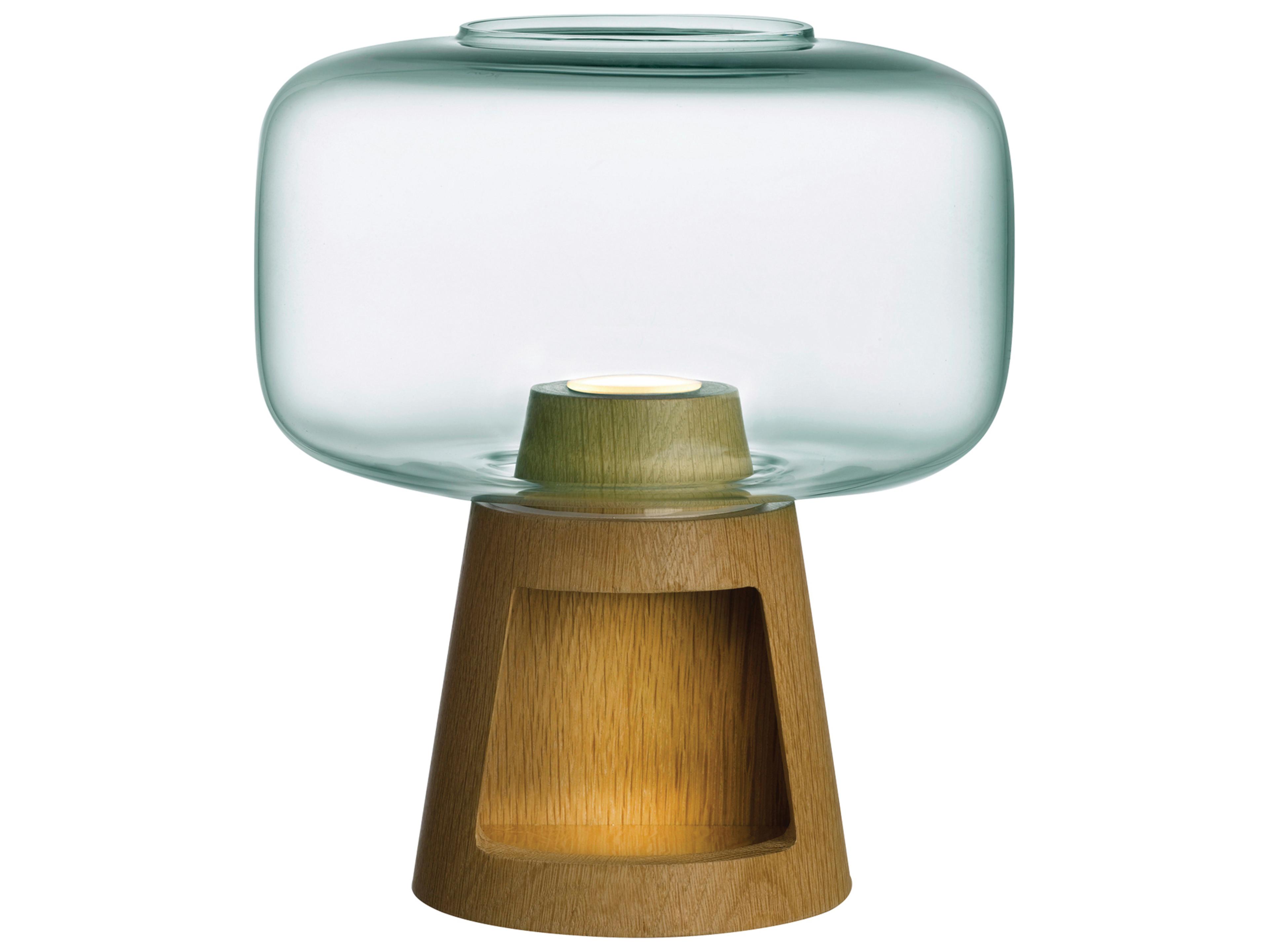 Tree Oak Green Glass Brown Table Lamp