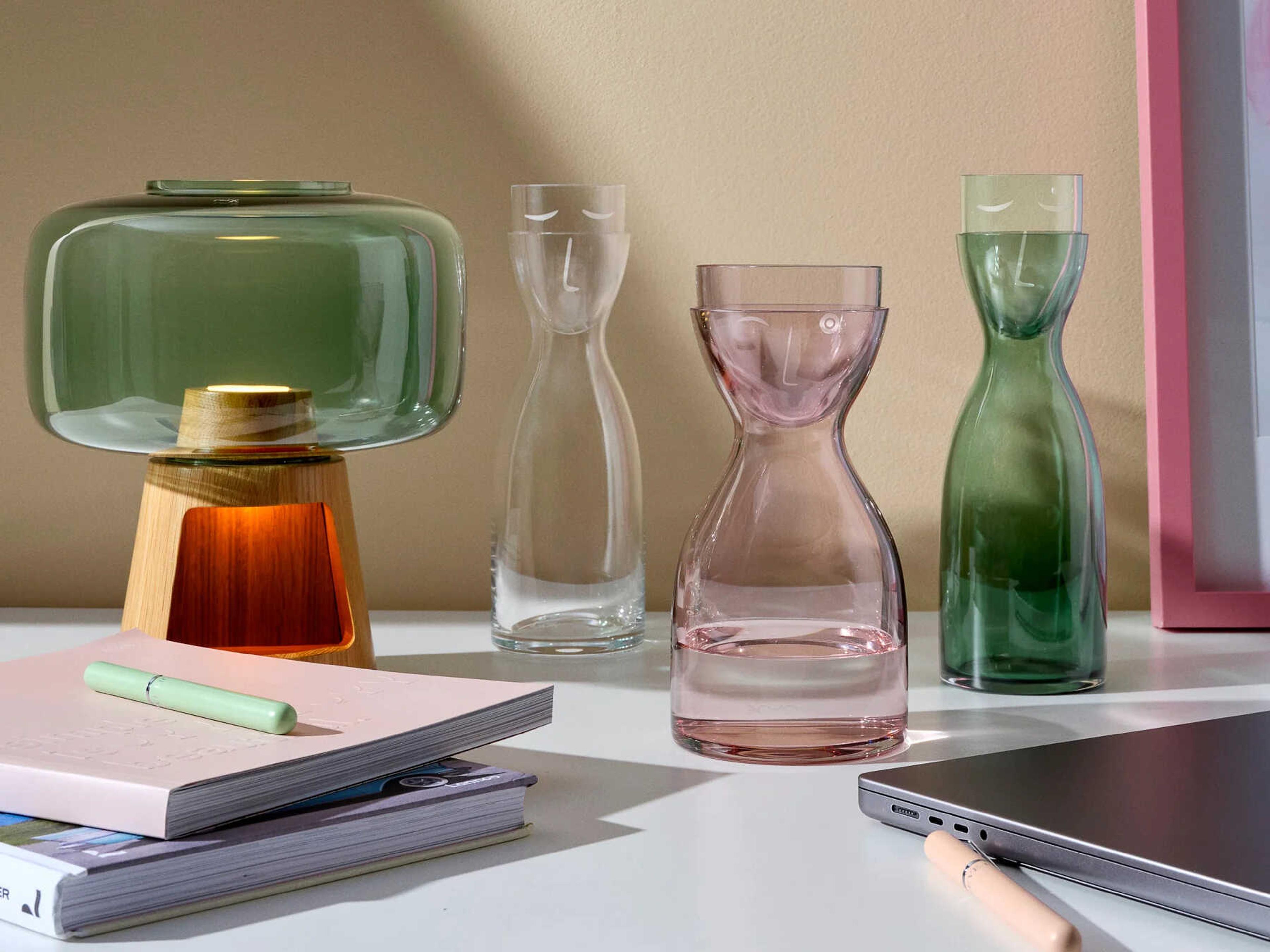 NUDE Tree Oak Green Glass Brown Table Lamp