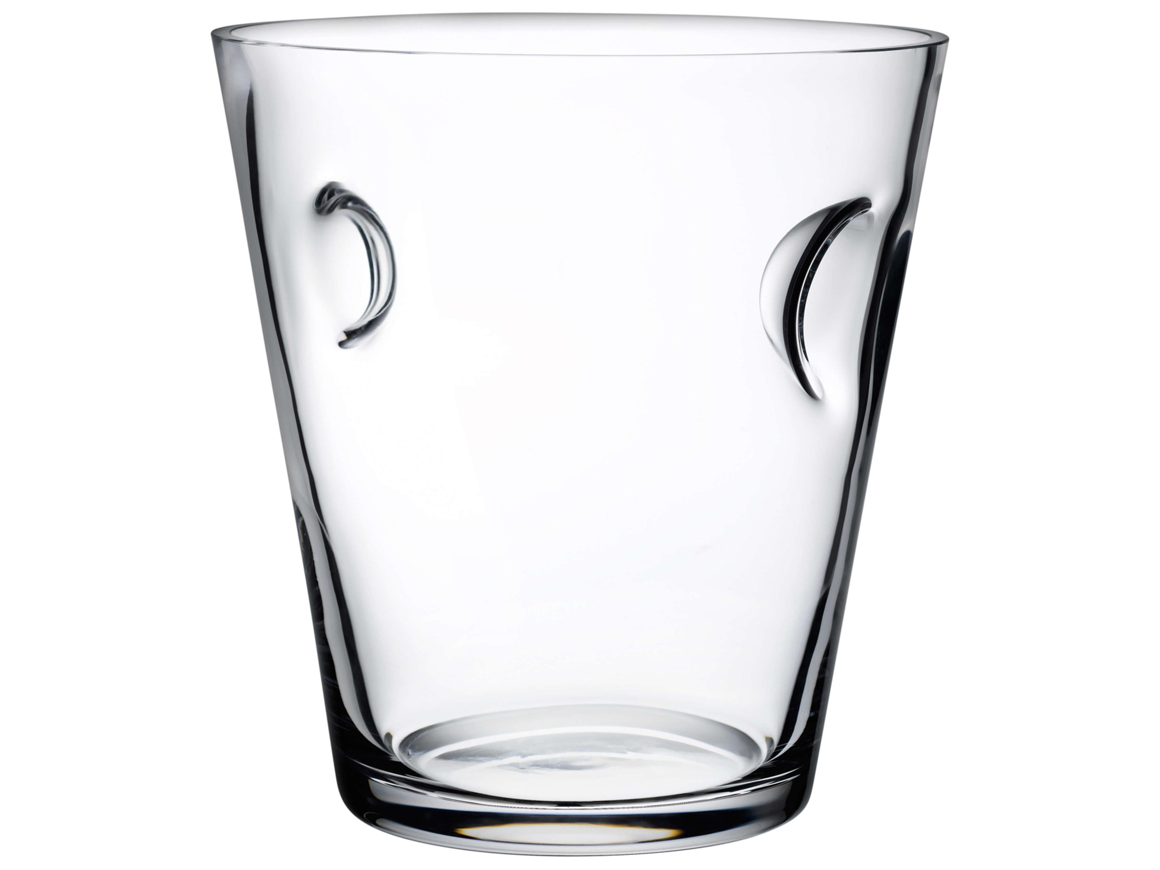 Mist Short Vase Clear Ribbed Crystal