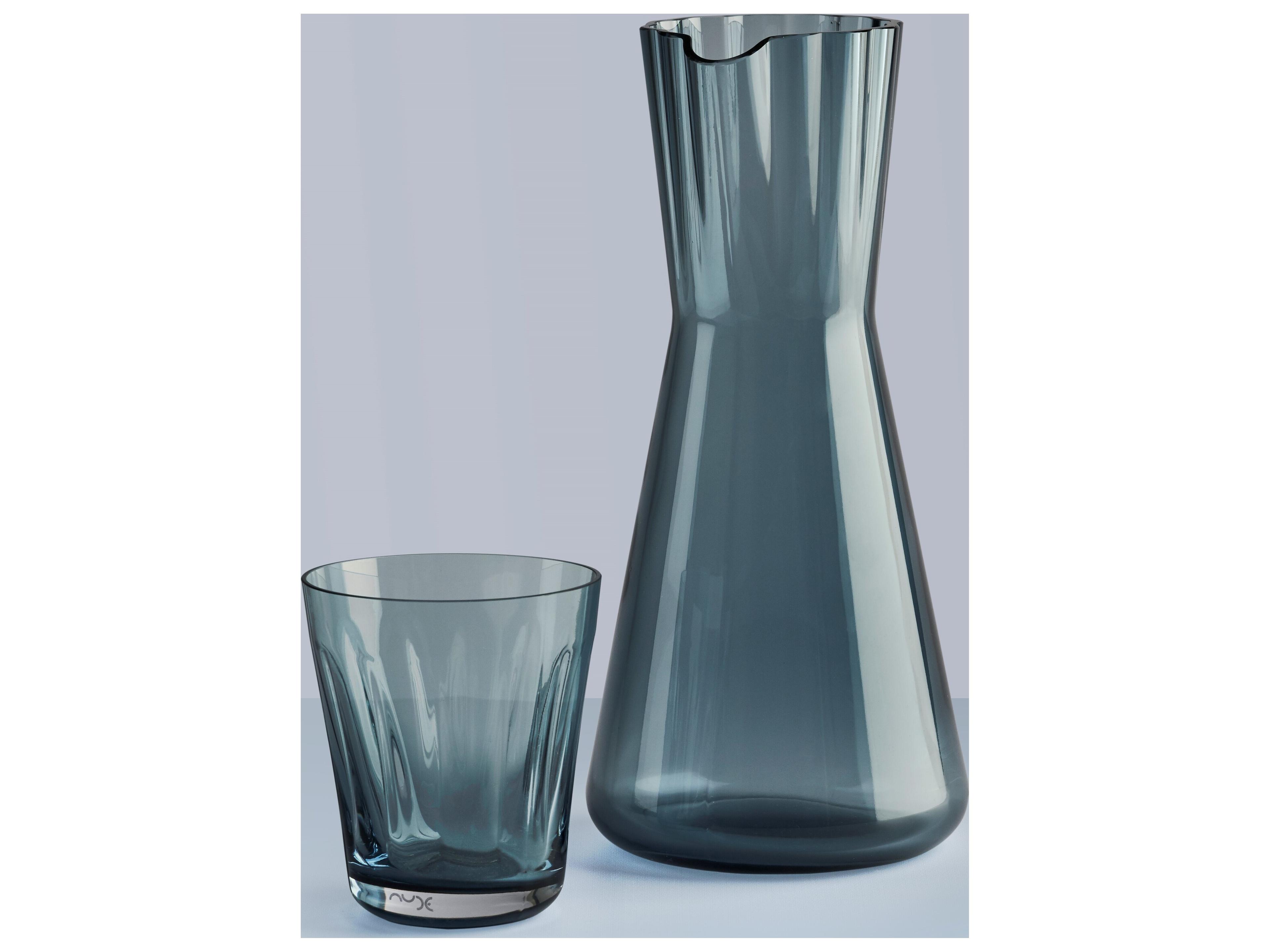 NUDE Lady Steel Blue Glass Set of 2