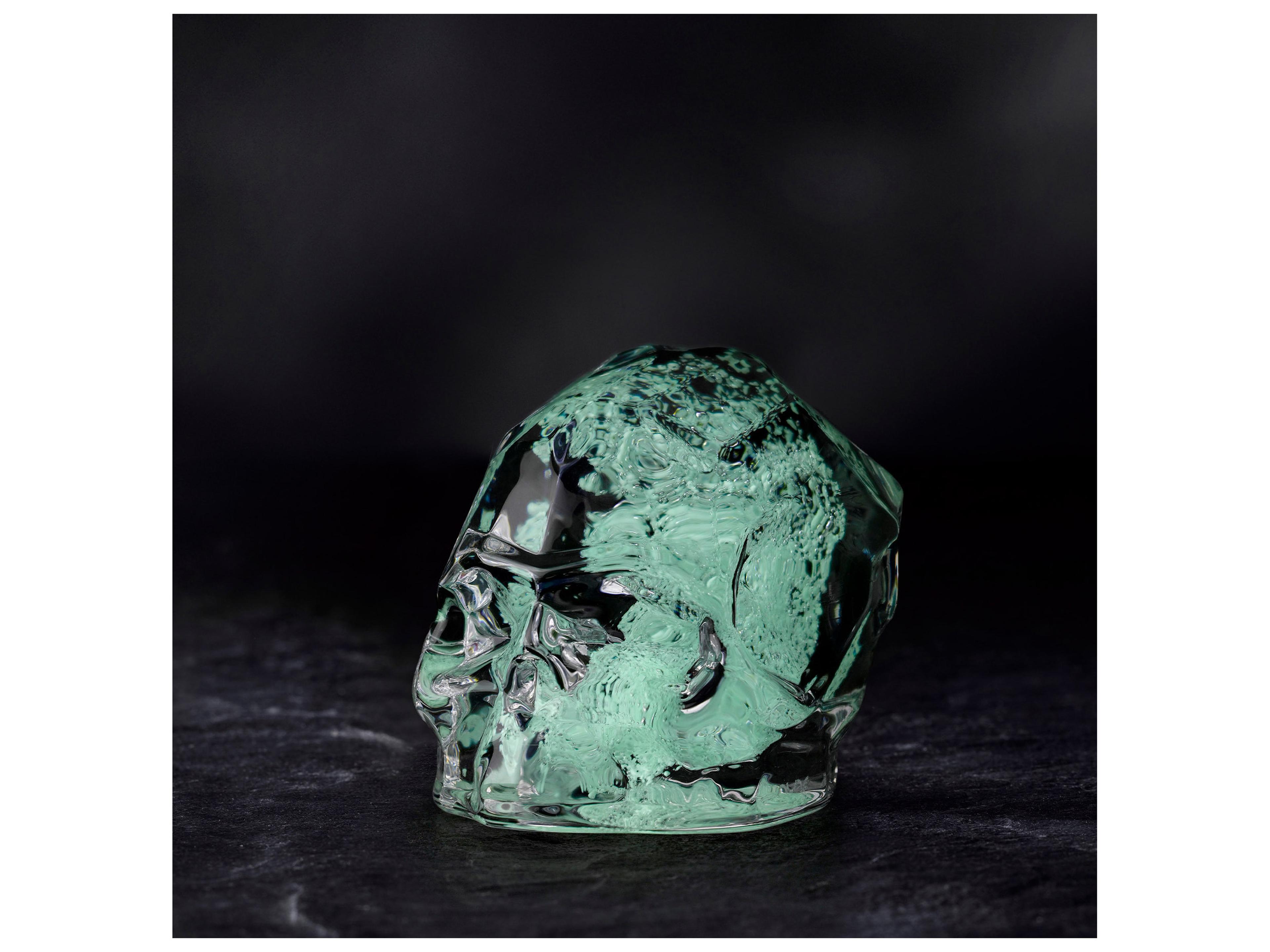 NUDE Memento Mori Luminous Green Faceted Skull