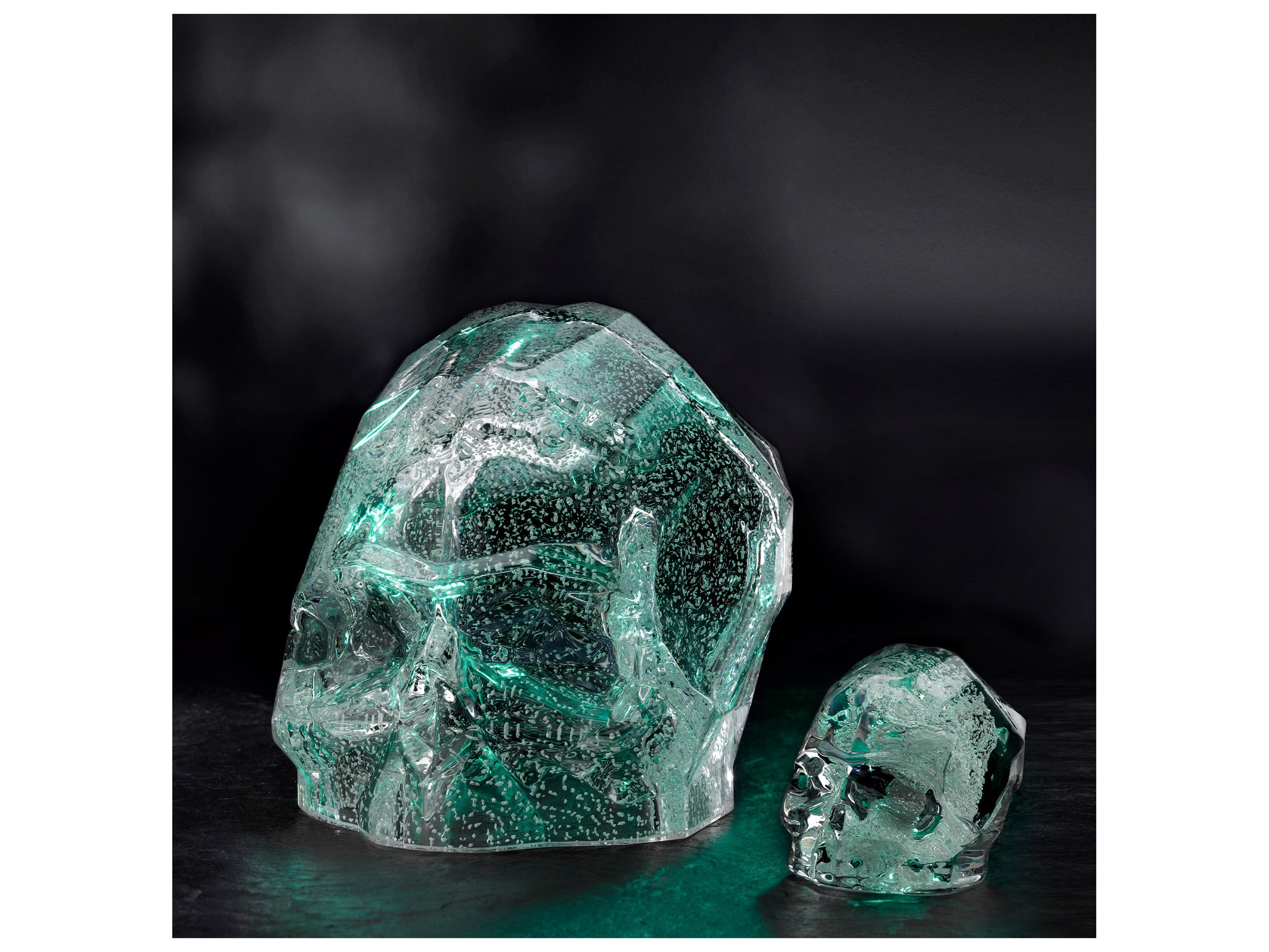 NUDE Memento Mori Luminous Green Faceted Skull