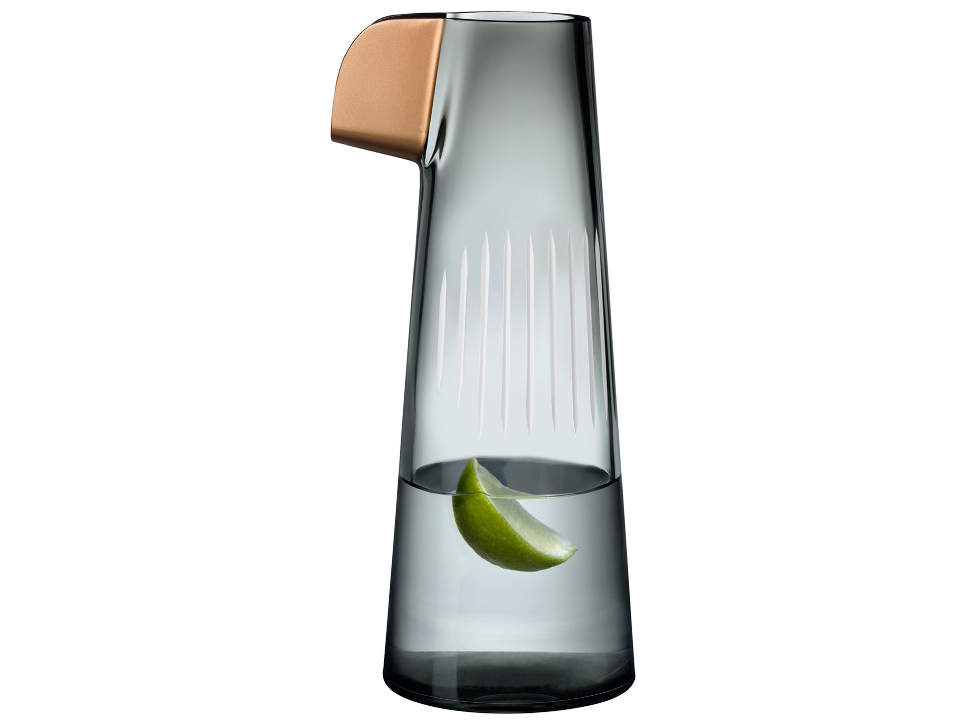 Parrot Carafe Smoke with White Line and Copper Beak