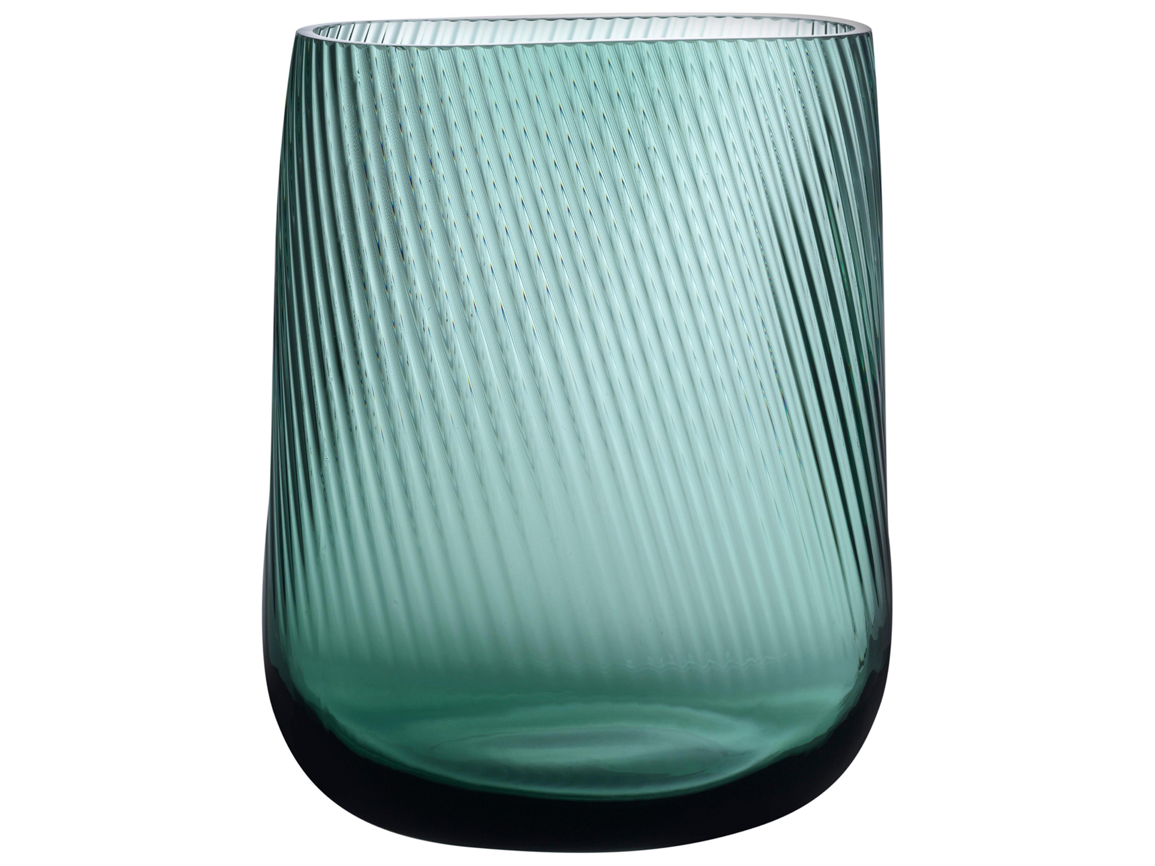 Opti Tall Vase Green Rippled Crystal