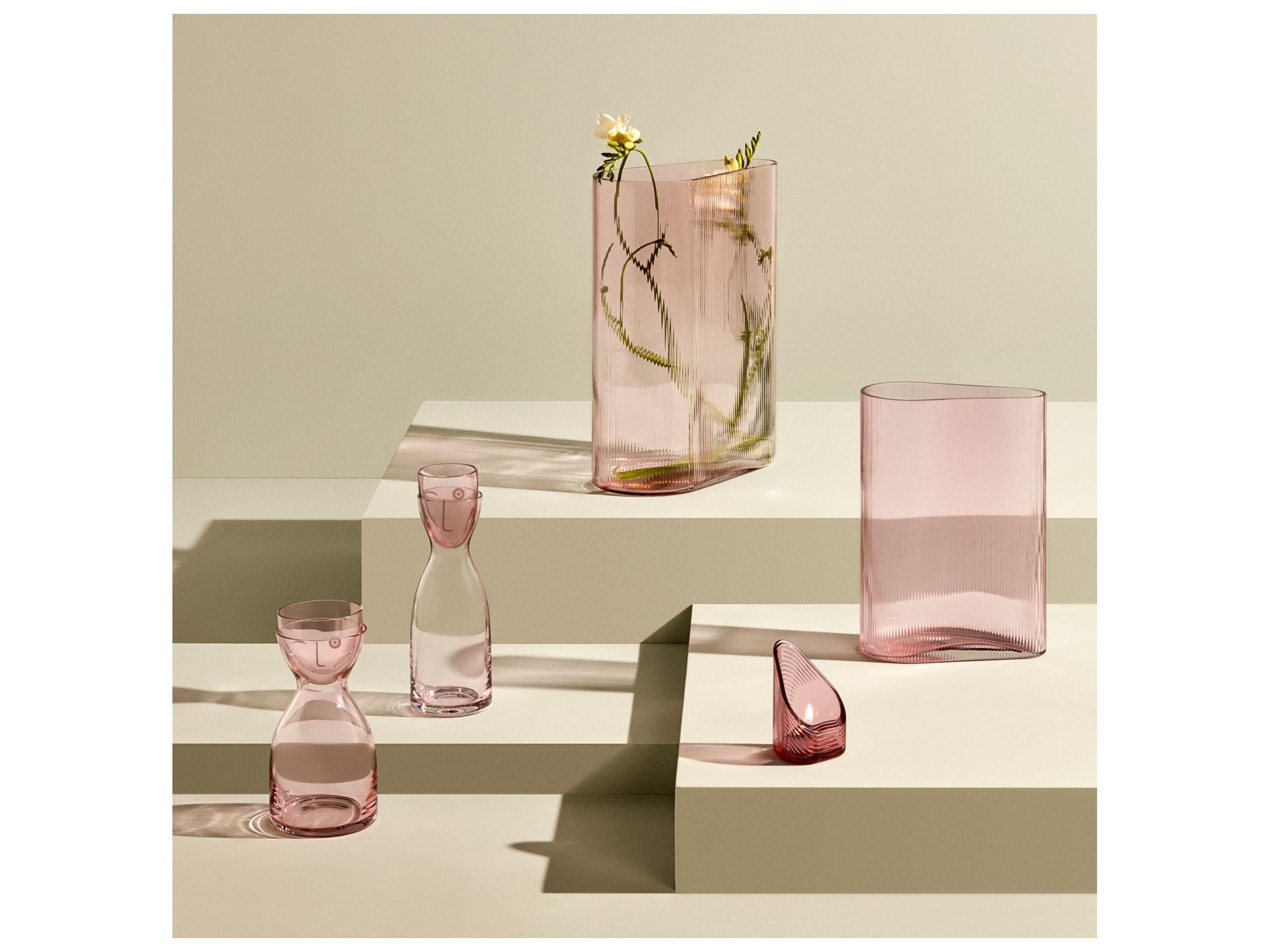 NUDE Mr. & Mrs. Dusty Rose Tall Water Set