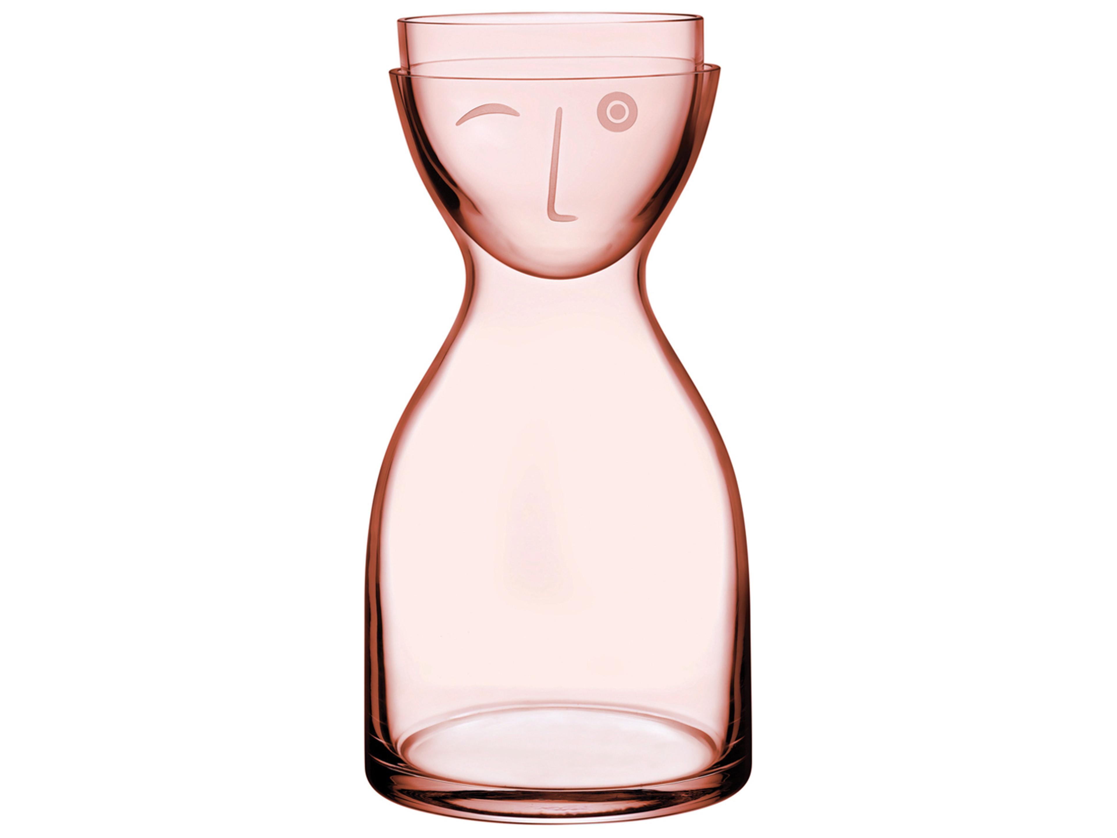 Mr & Mrs Bedside Water Carafe Set Playful Dusty Rose